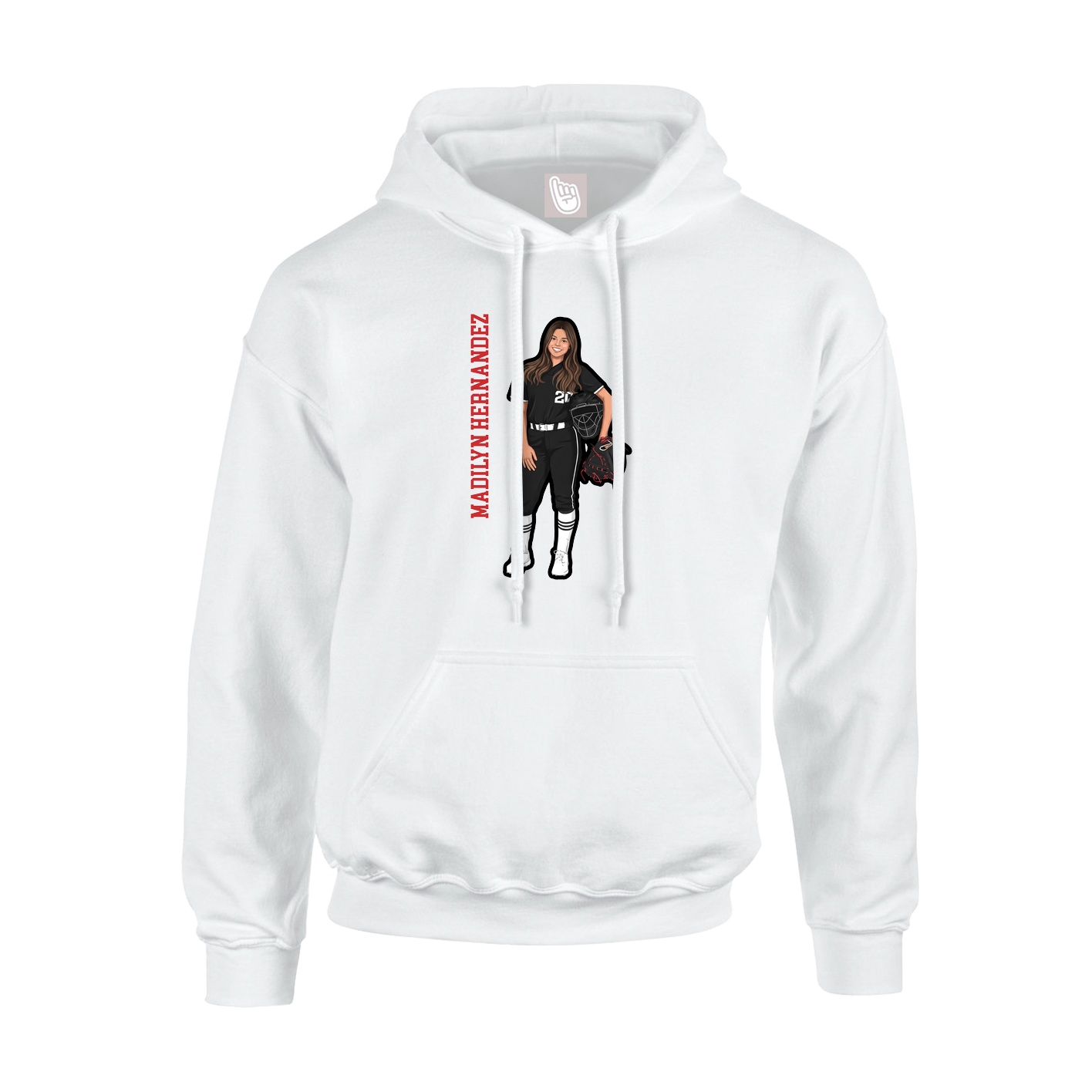 Youth Hoodie — Name Vertical in White