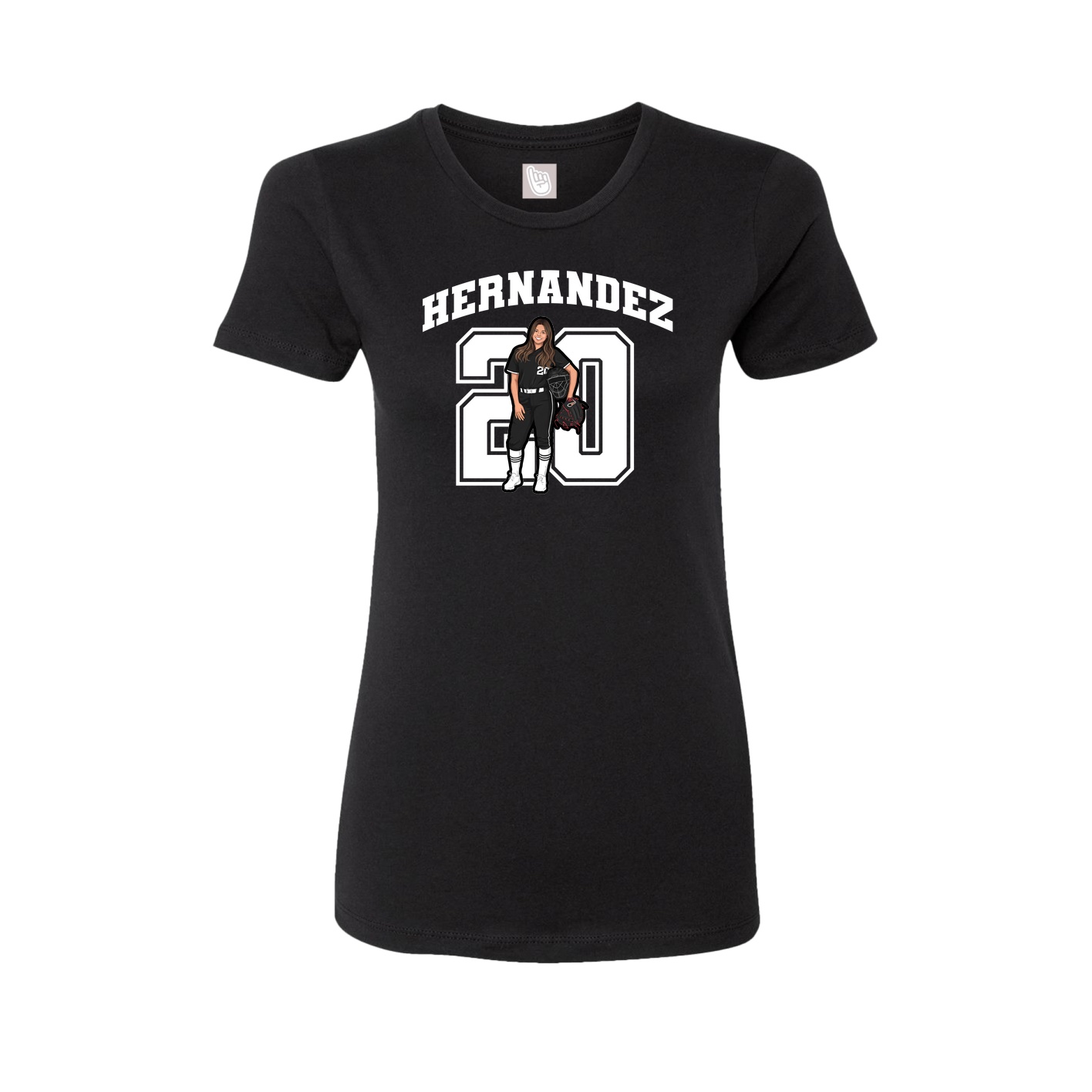 Fitted Women's Tee — Number in Black