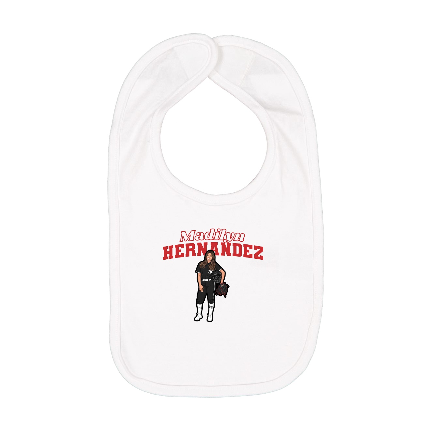 Infant Bib — Name Arch in White