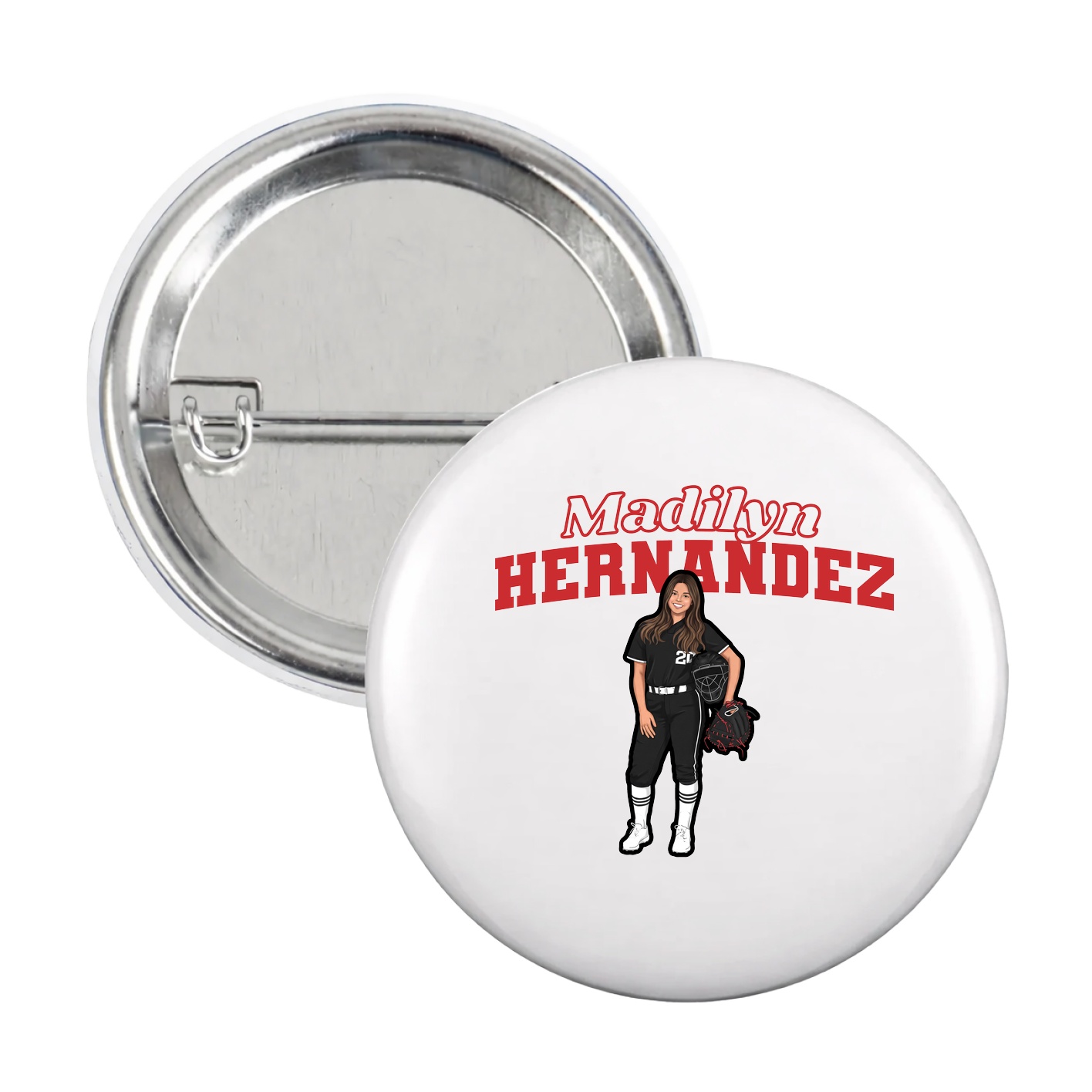 Game Day Button — Name Arch in White