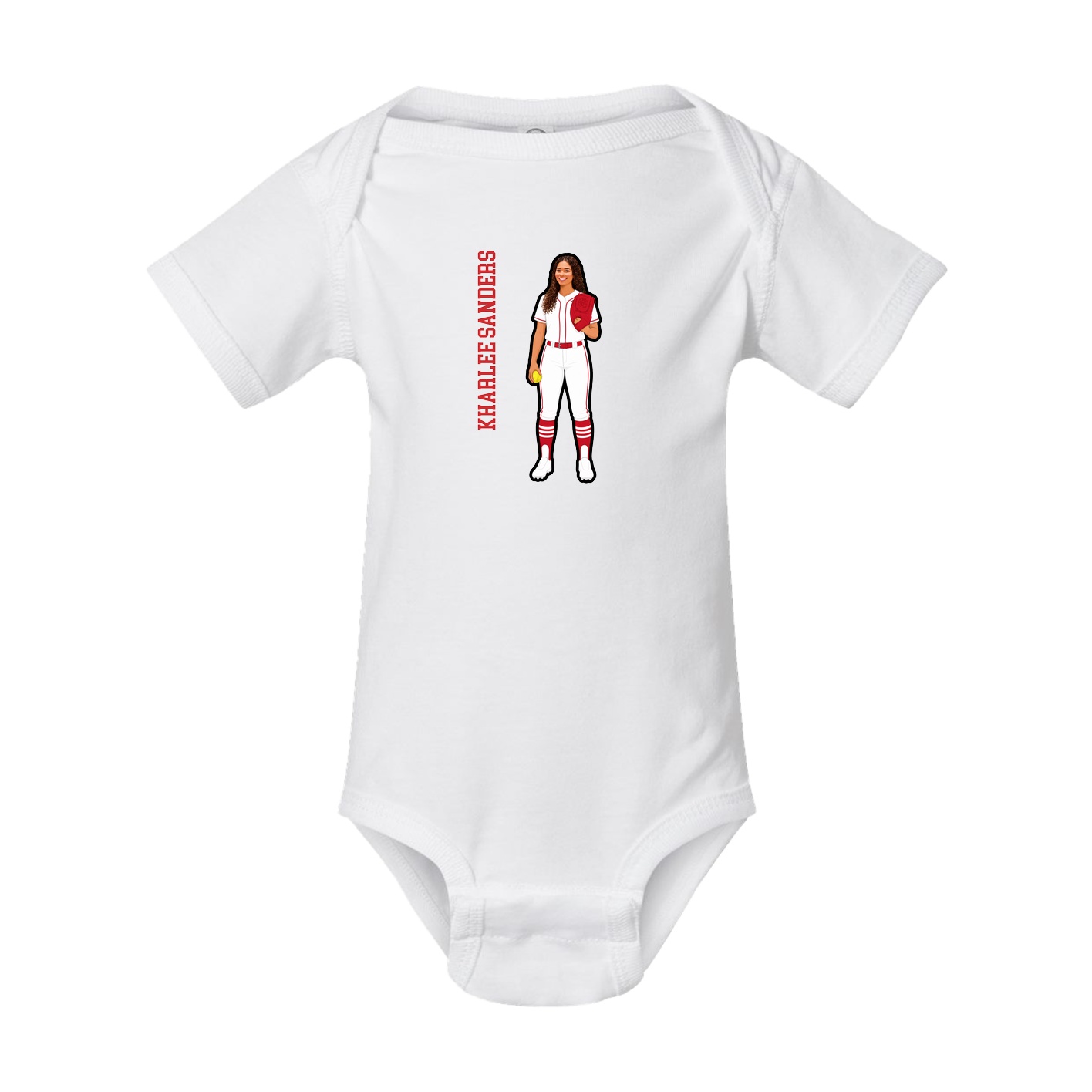 Baby Onesie — Name Vertical in White