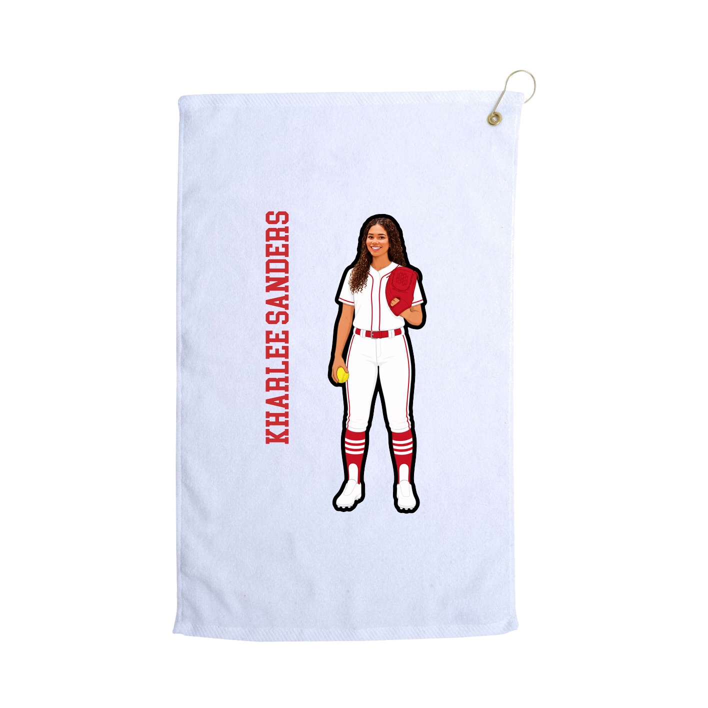 Golf Towel — Name Vertical in White