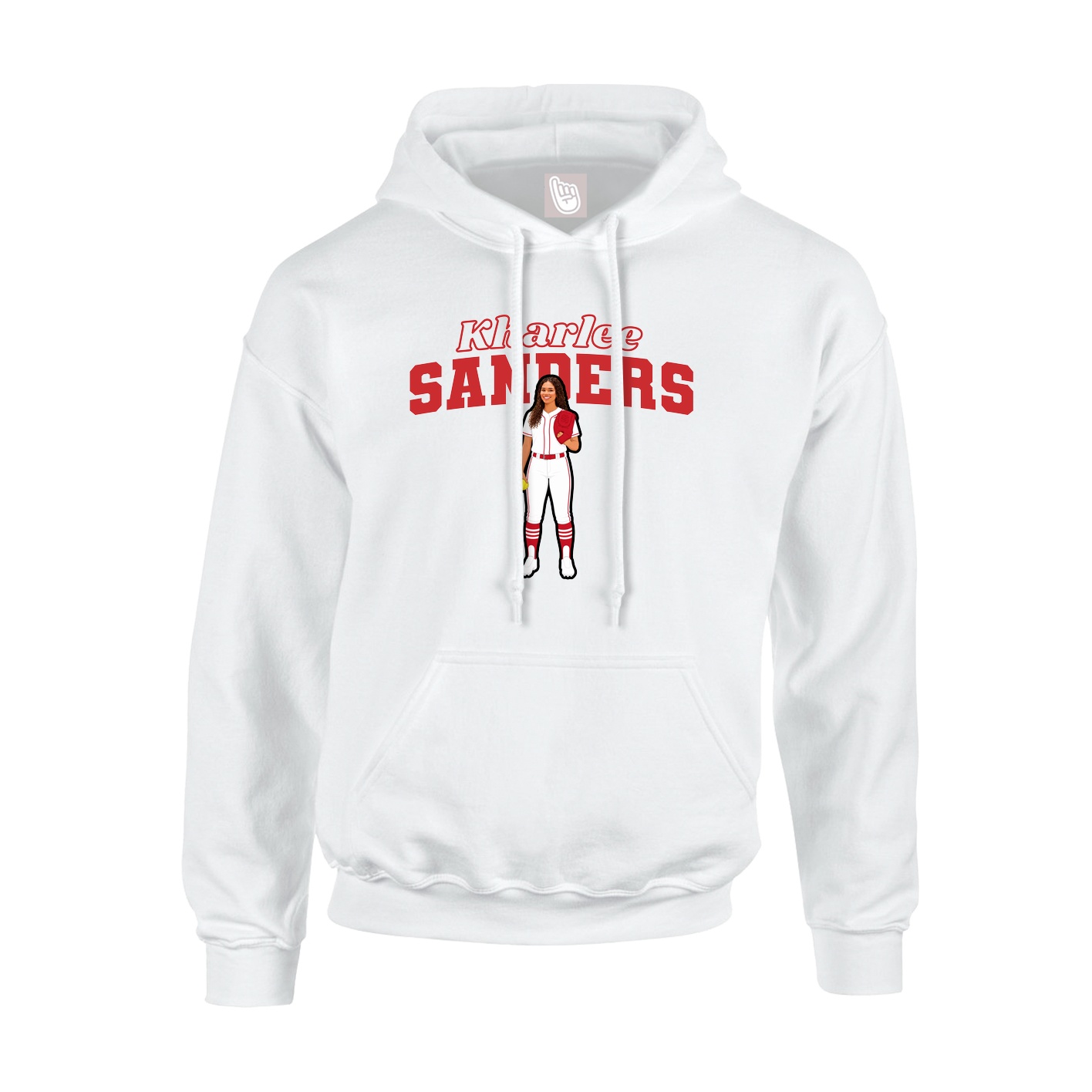 Youth Hoodie — Name Arch in White