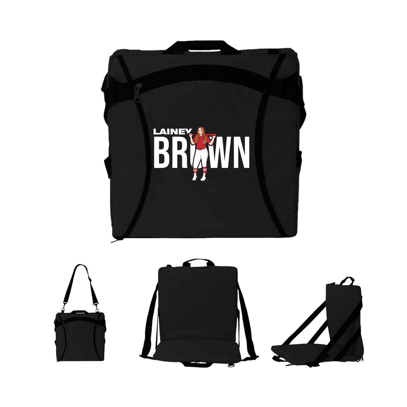 Folding Stadium Seat — Player Name in Black