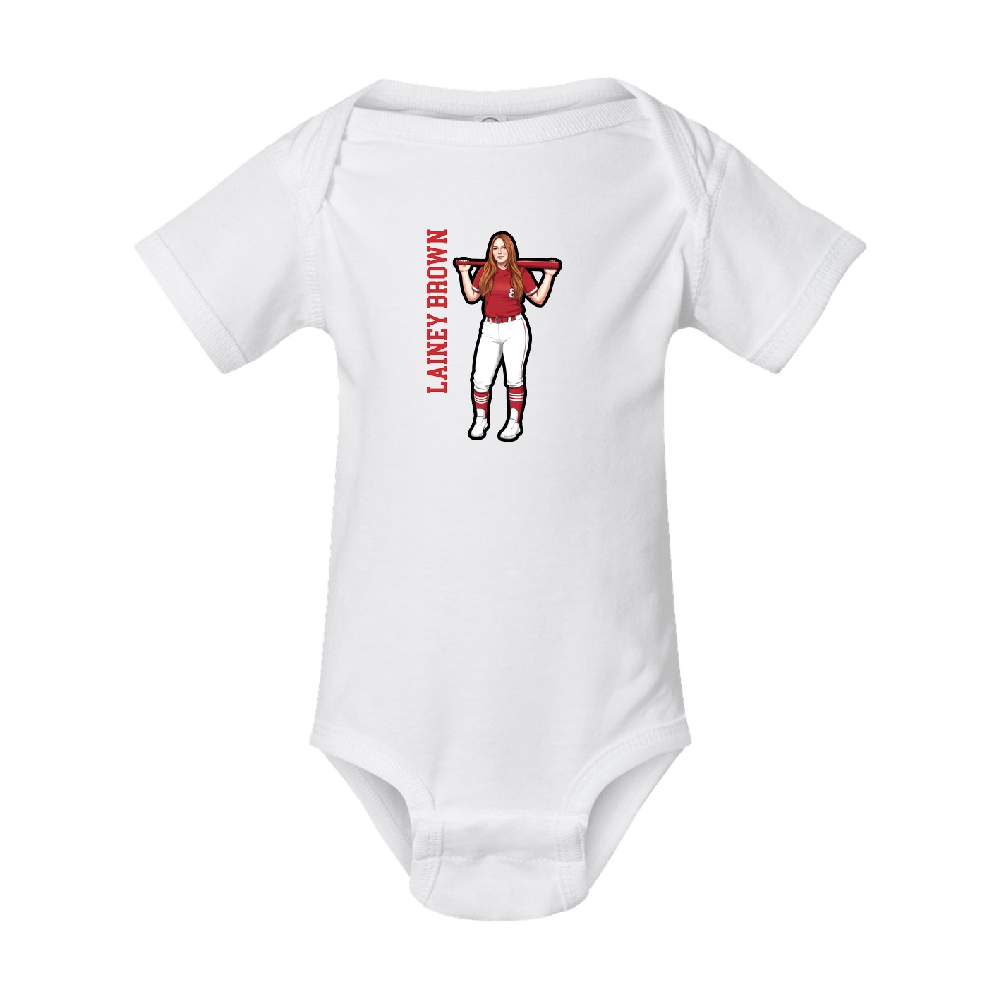 Baby Onesie — Name Vertical in White