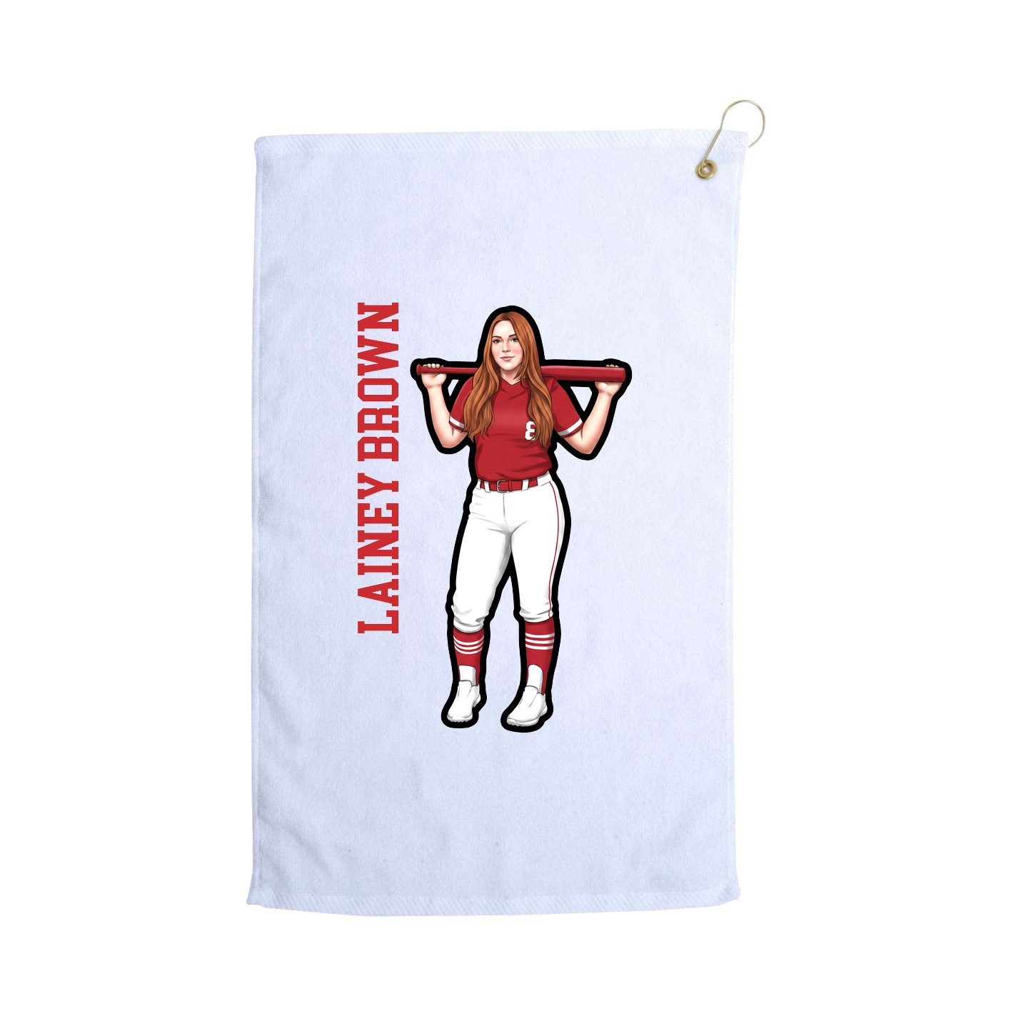 Golf Towel — Name Vertical in White