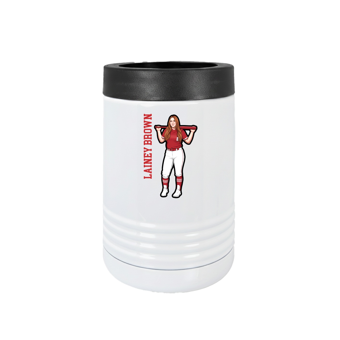 Beverage Holder — Name Vertical in White
