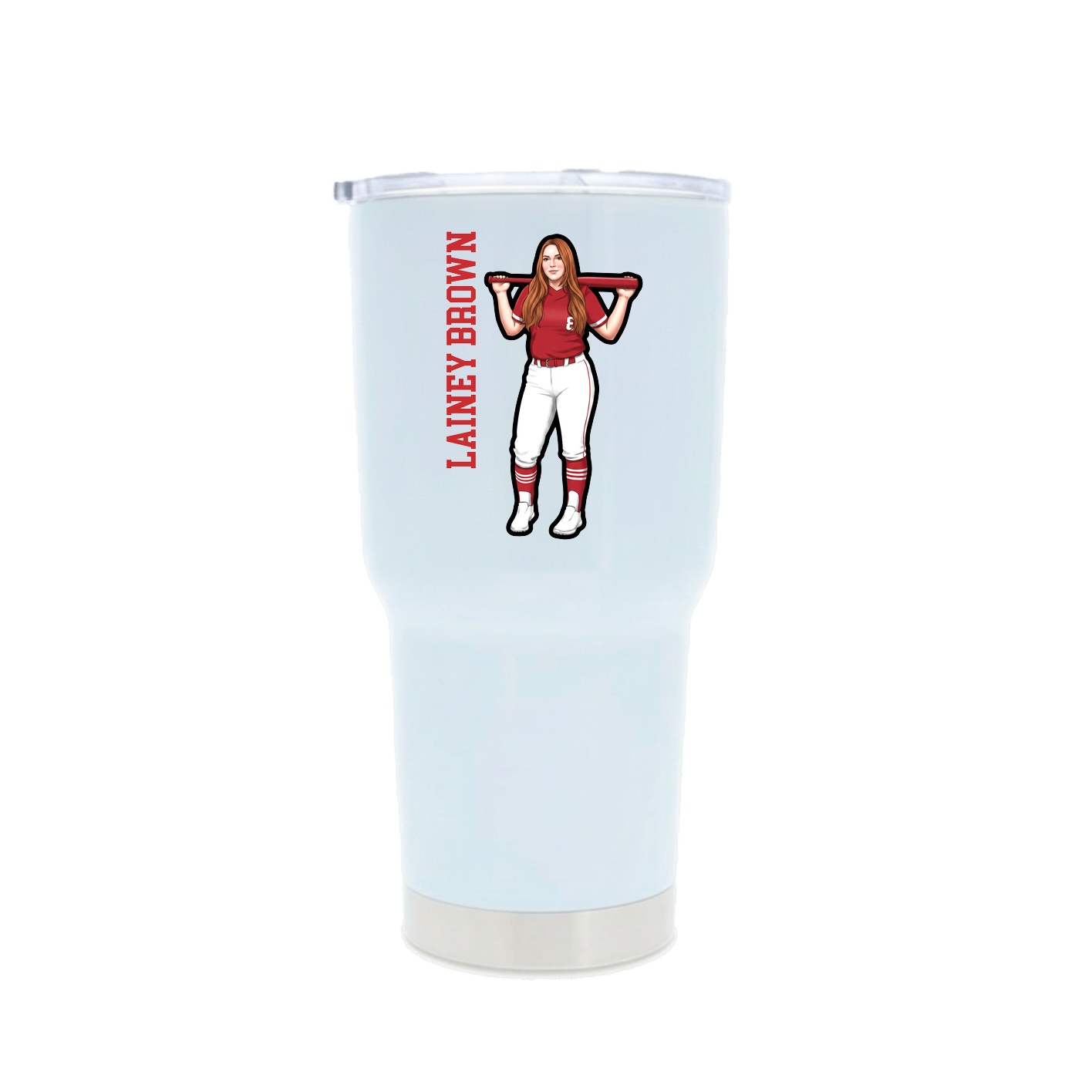30oz Stainless Steel Tumbler — Name Vertical in White