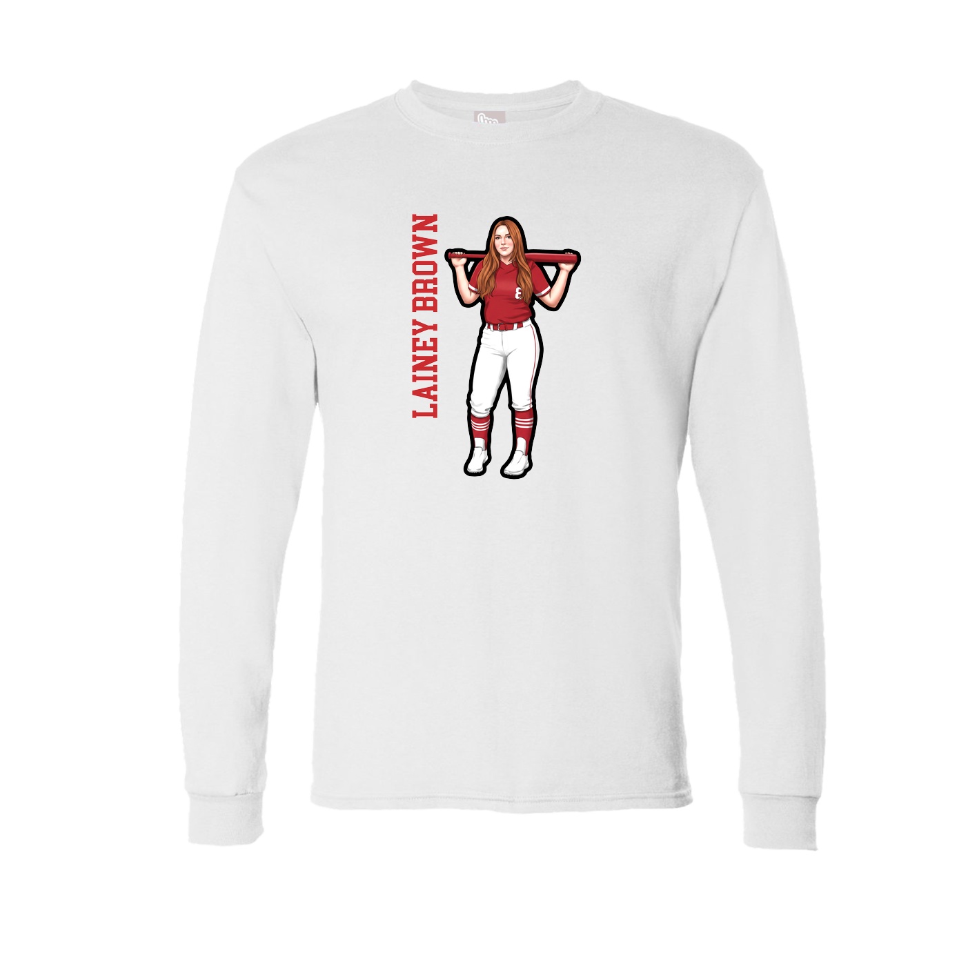 Long Sleeve Tee — Name Vertical in White
