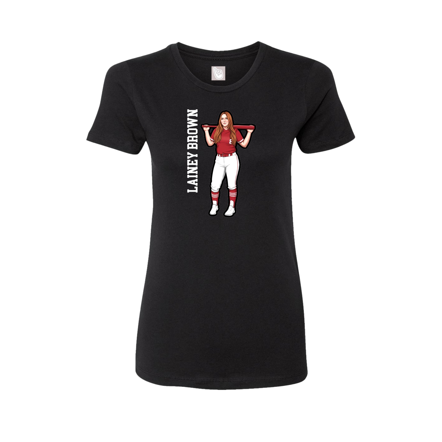 Fitted Women's Tee — Name Vertical in Black