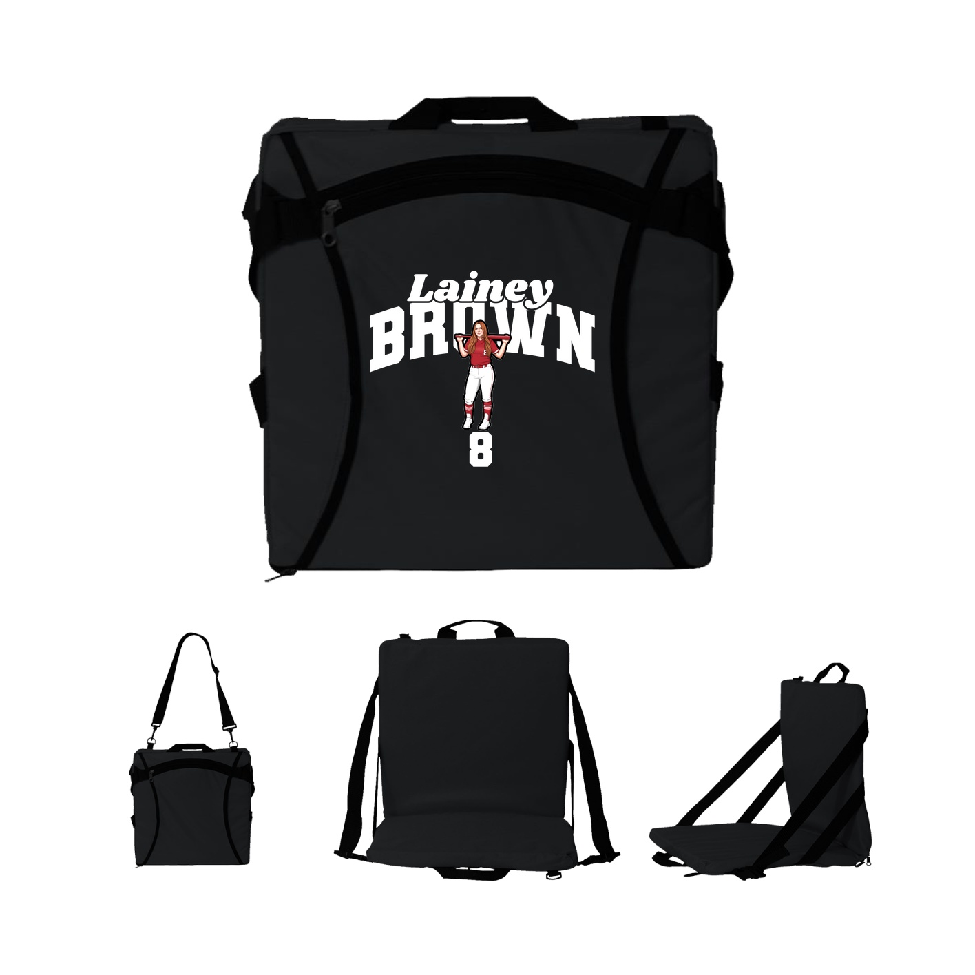 Folding Stadium Seat — Signature Arch in Black