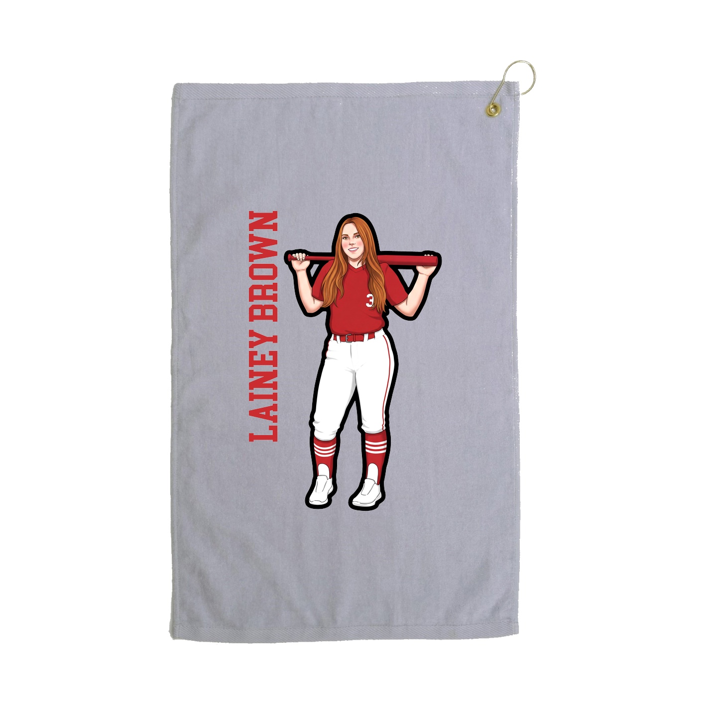 Golf Towel — Name Vertical in Grey