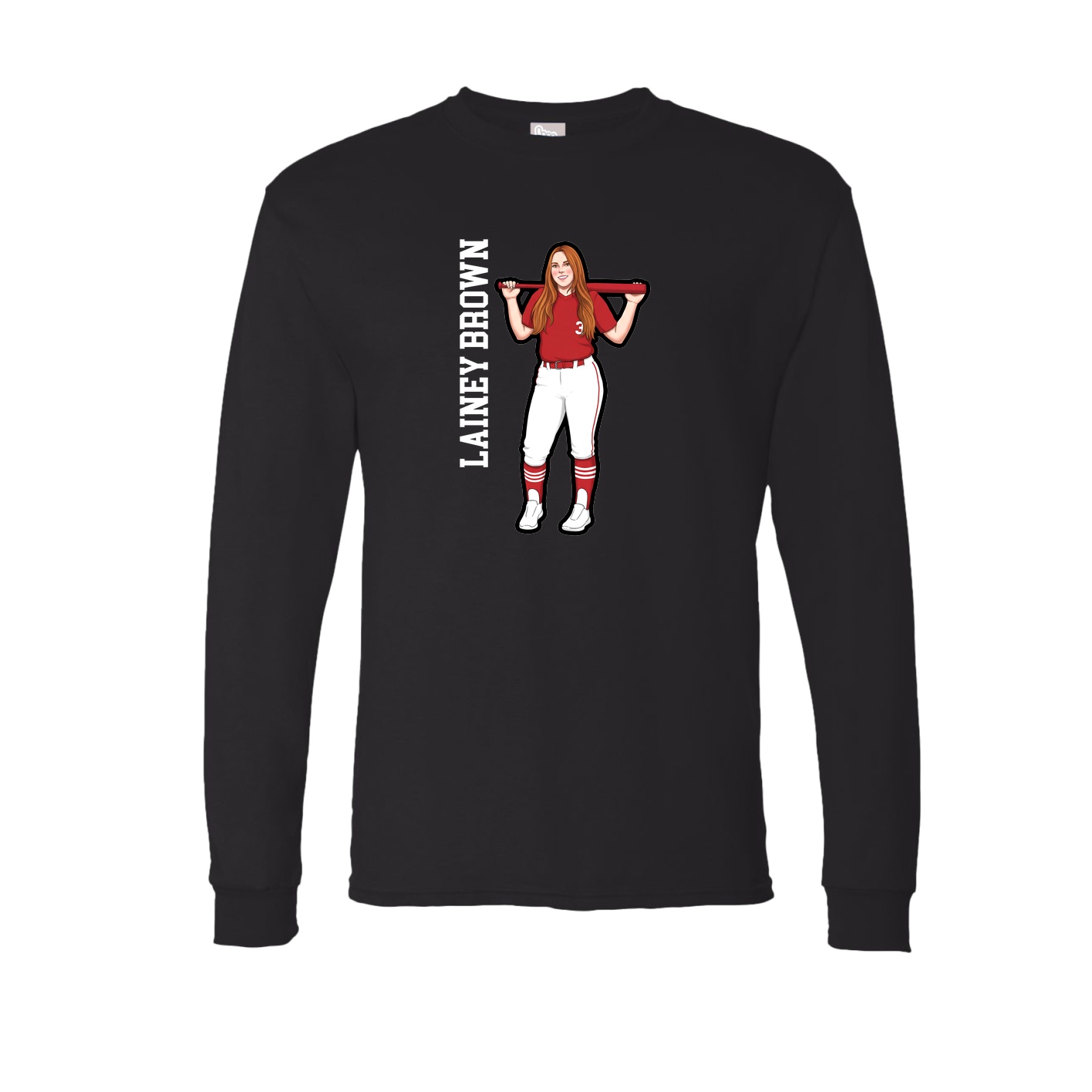 Long Sleeve Tee — Name Vertical in Black