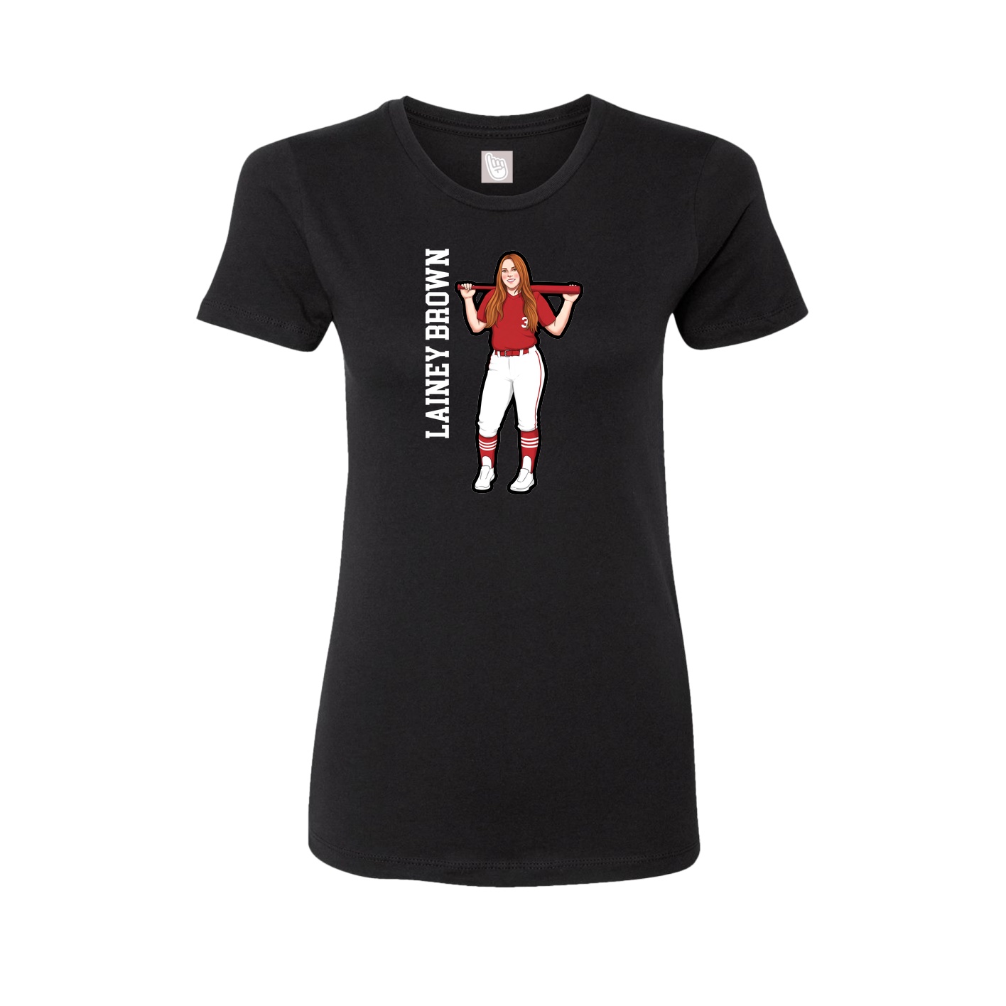 Fitted Women's Tee — Name Vertical in Black