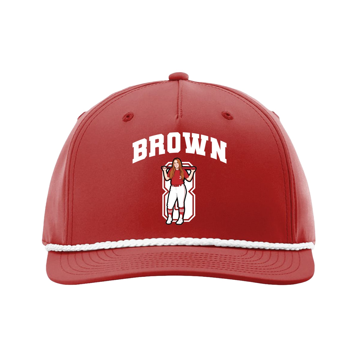Five-Panel Classic Rope Cap — Number in Red