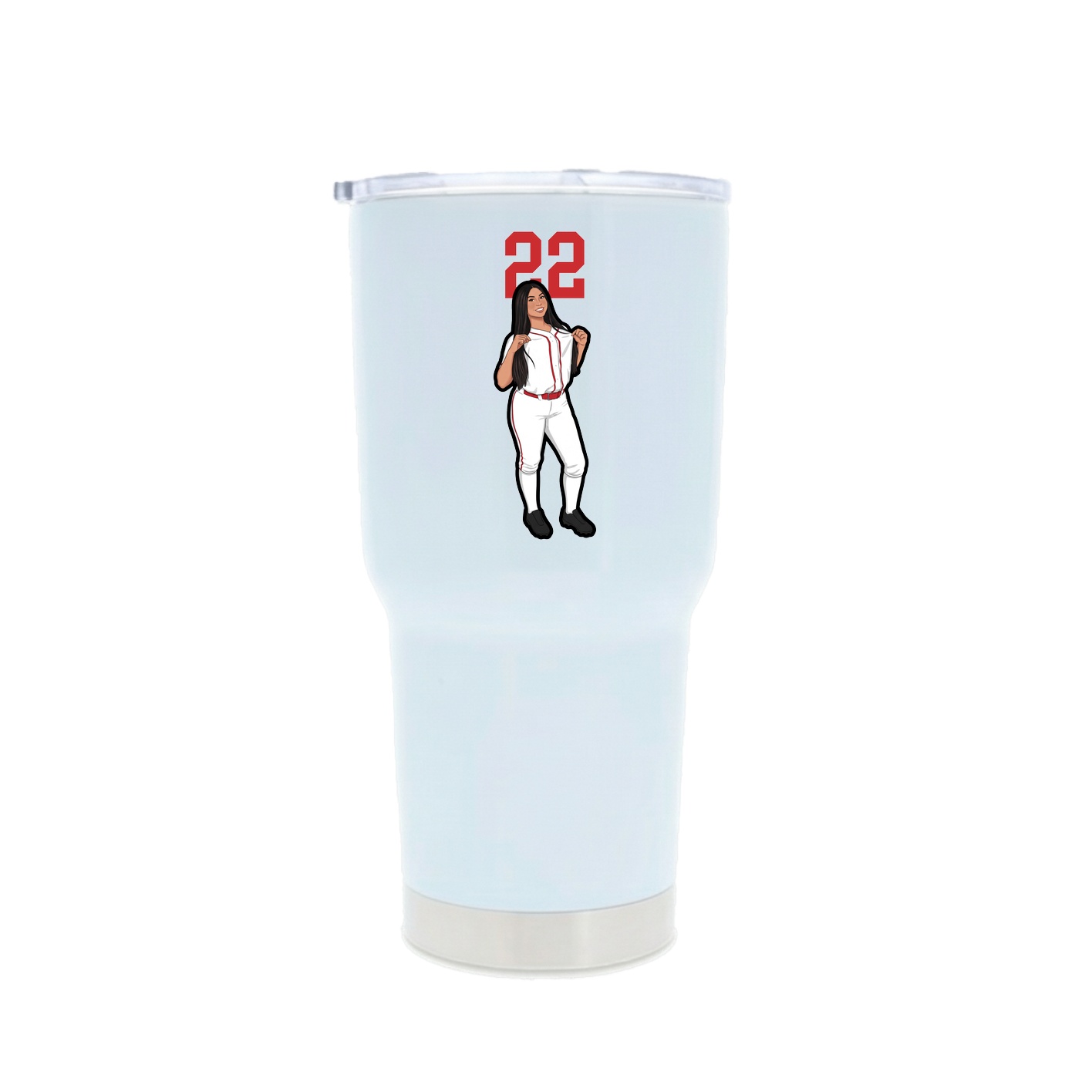 30oz Stainless Steel Tumbler — Number Top in White