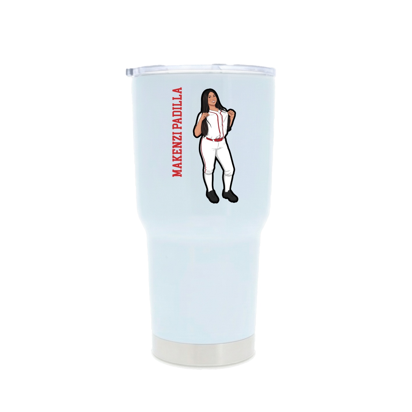 30oz Stainless Steel Tumbler — Name Vertical in White