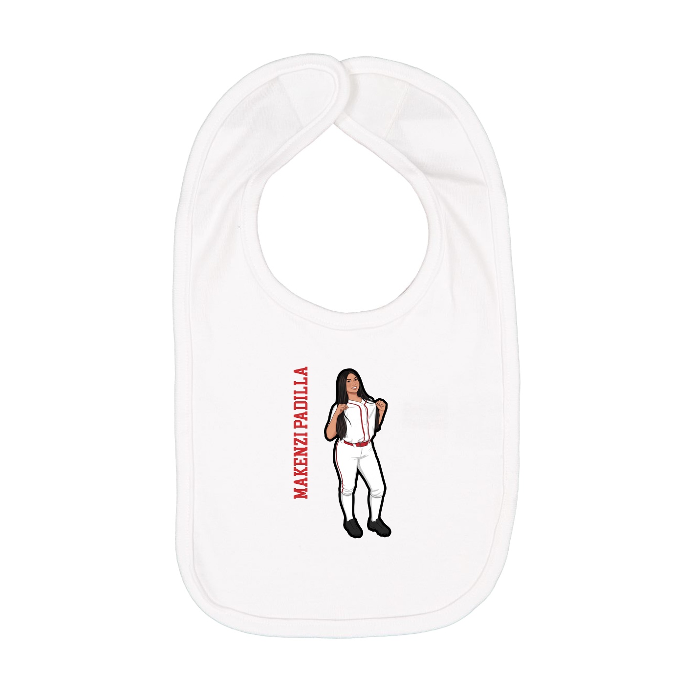 Infant Bib — Name Vertical in White