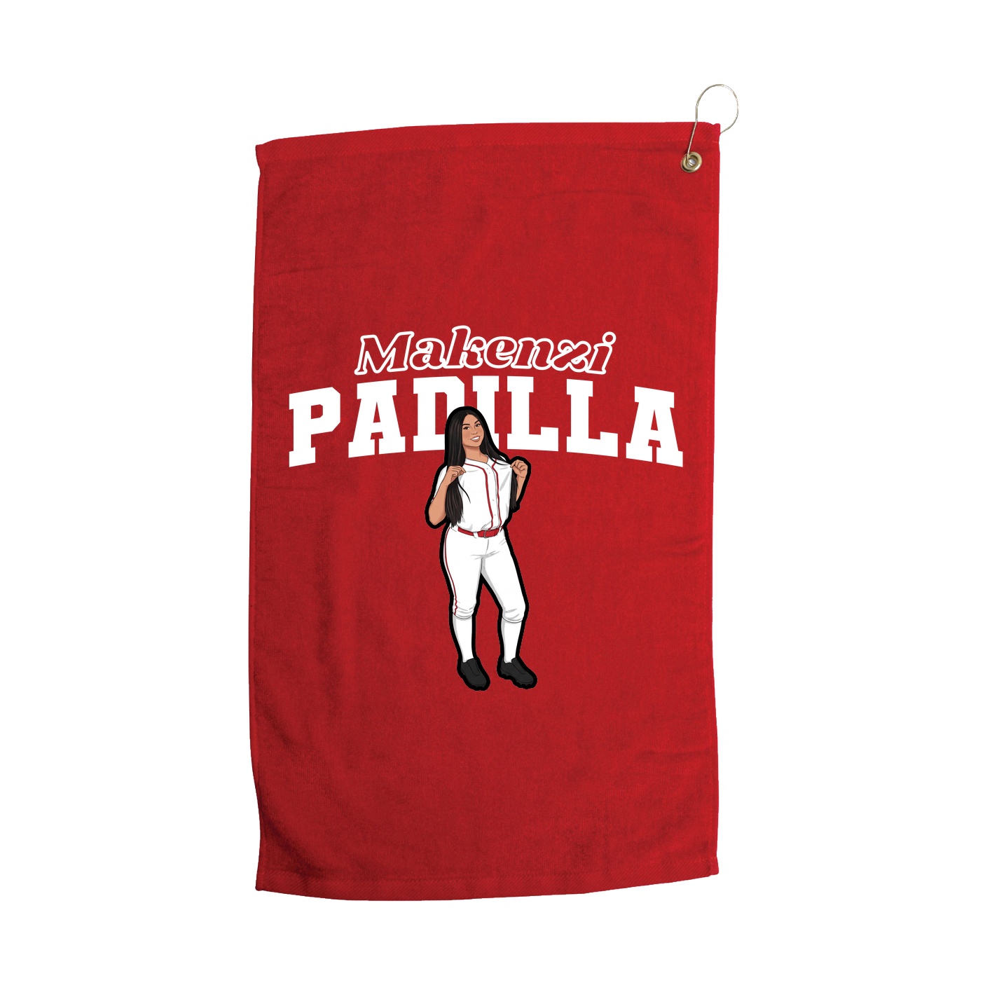 Golf Towel — Name Arch in Red
