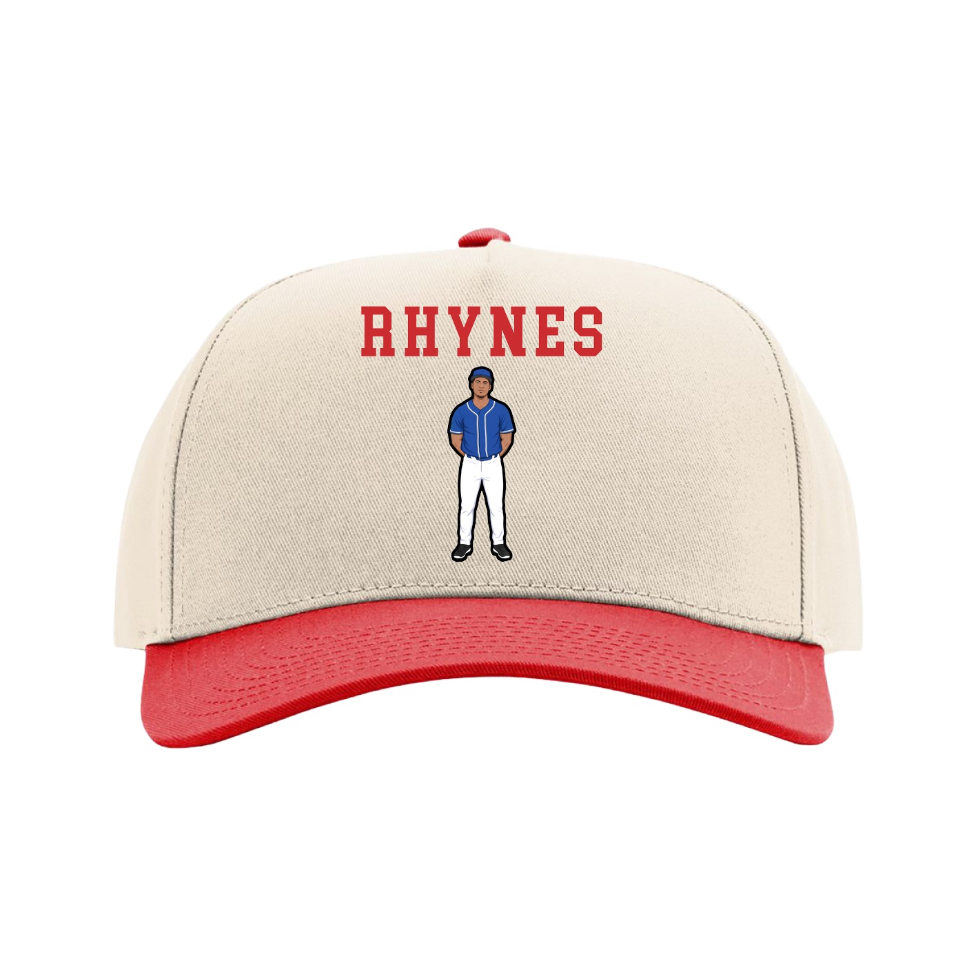 Full Fabric Five-Panel Champ Cap — Shirsey in Cream/Red