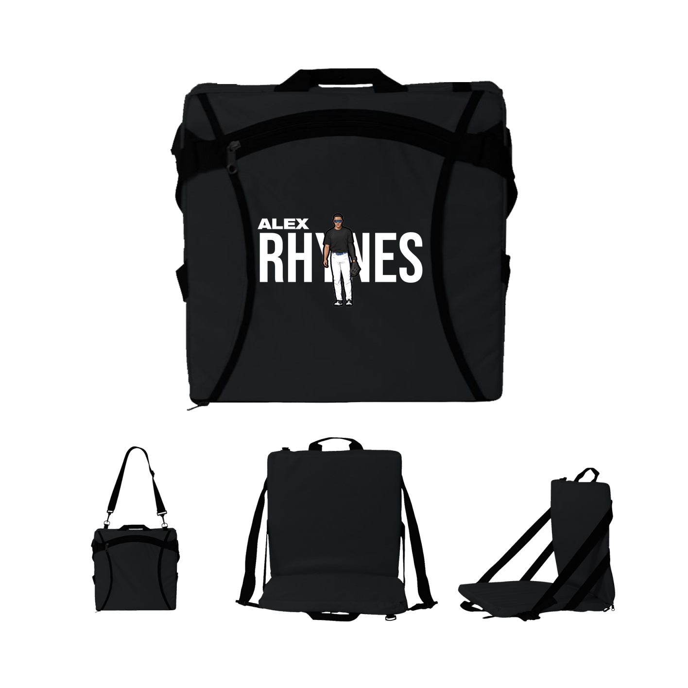 Folding Stadium Seat — Player Name in Black