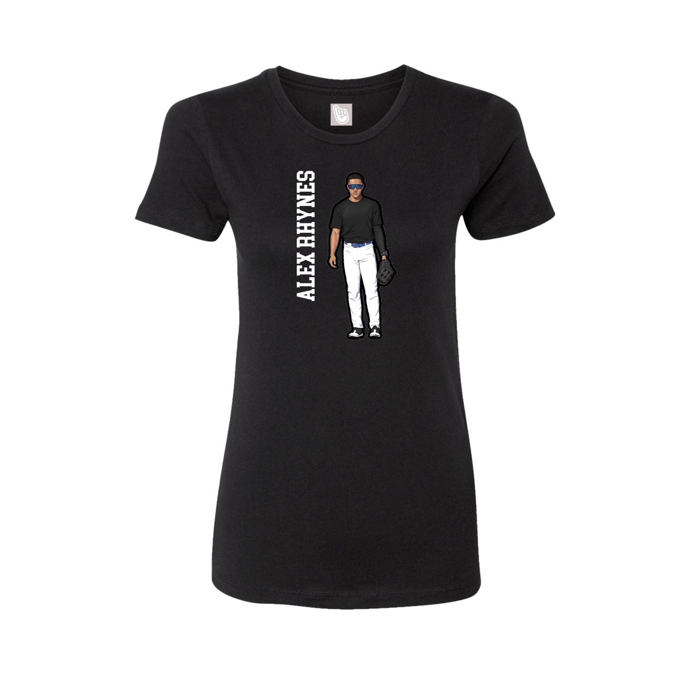 Womens Tee — Name Vertical in Black