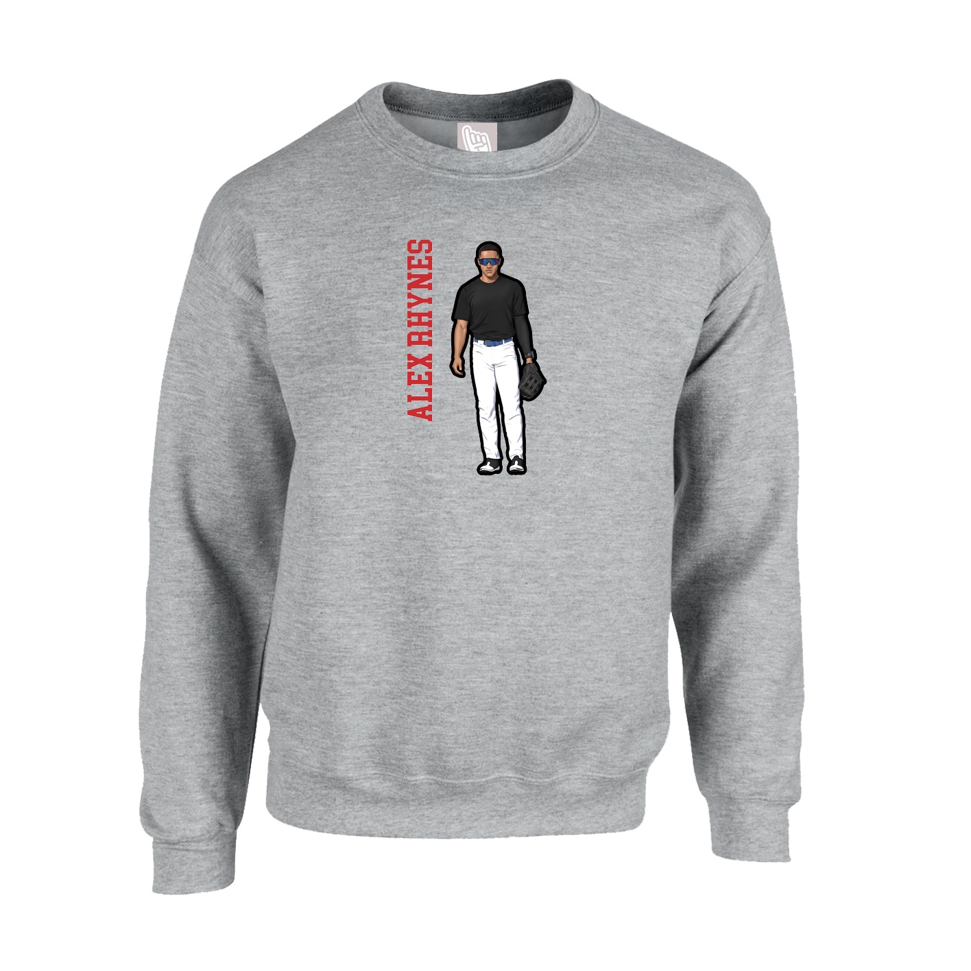 Fleece Crew — Name Vertical in Grey