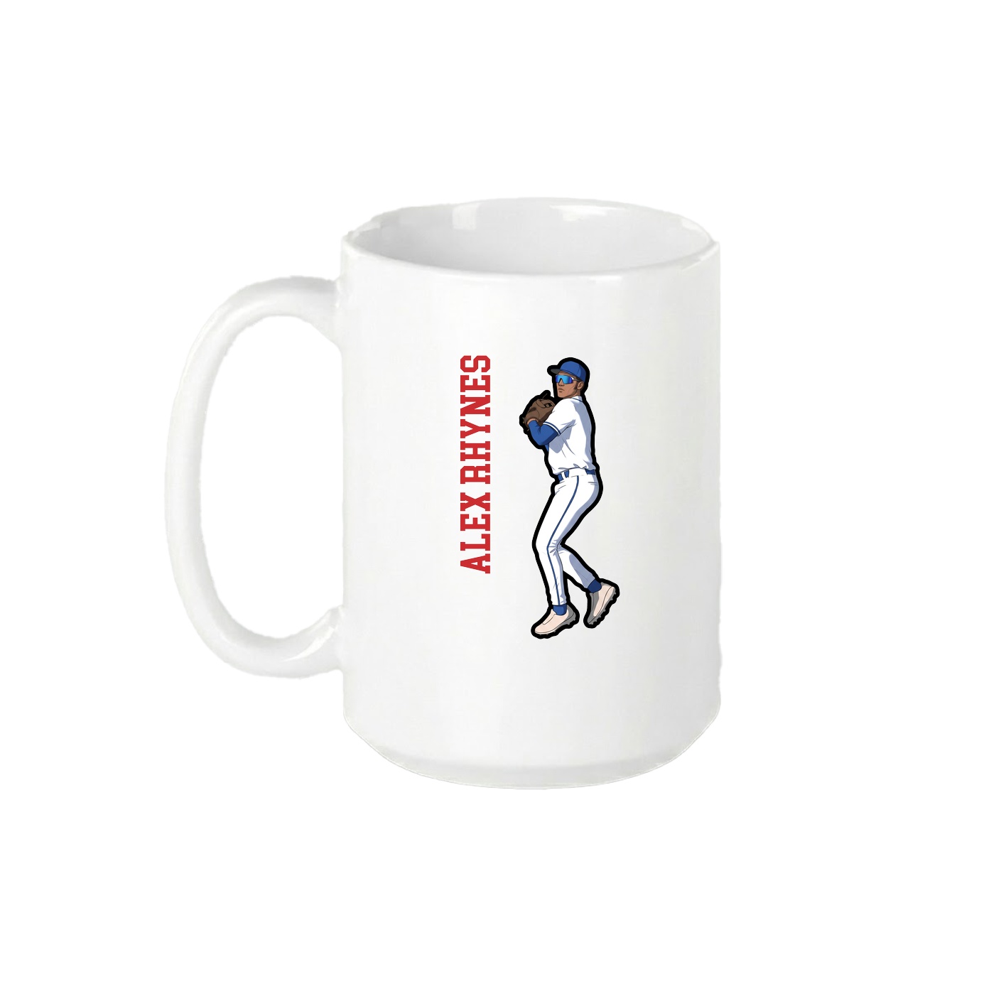 15oz Coffee Mug — Name Vertical in White