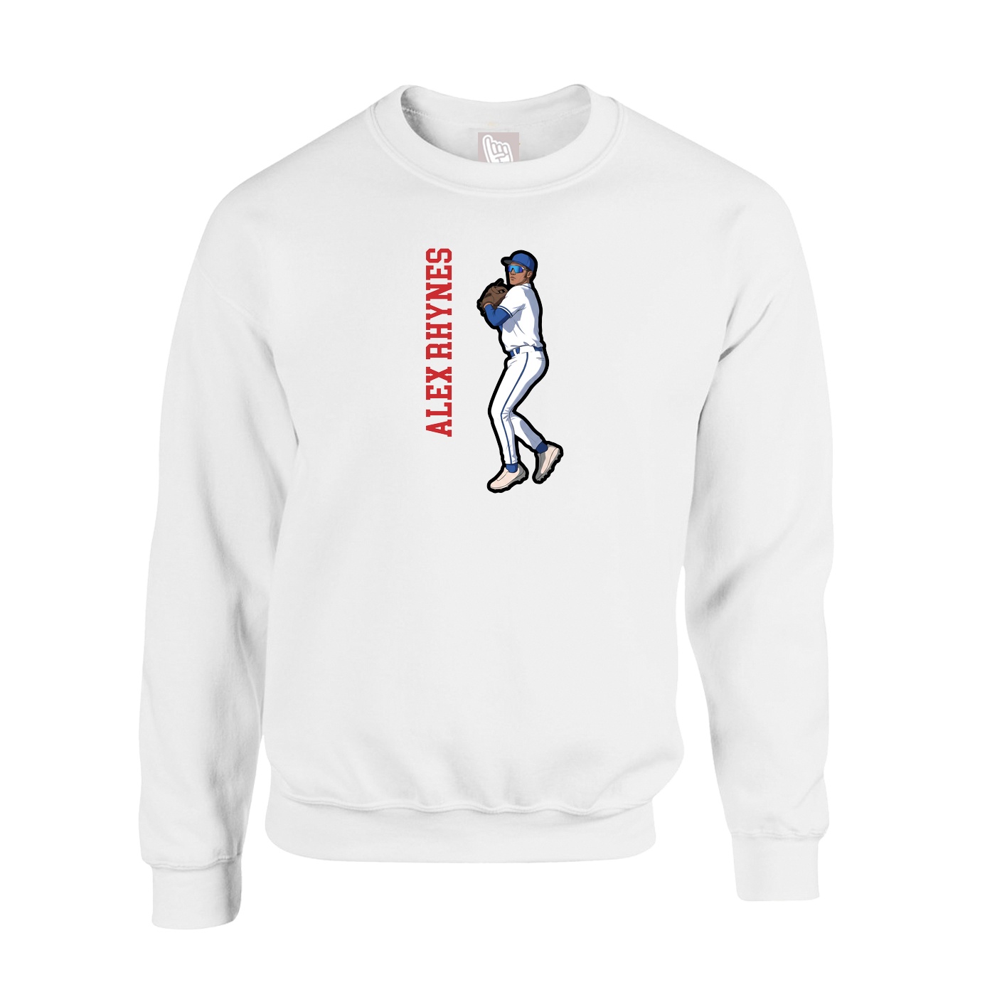 Fleece Crew — Name Vertical in White