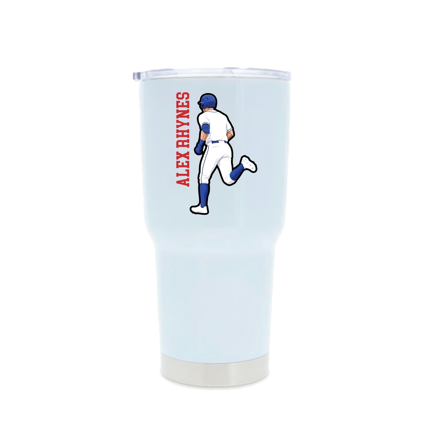 30oz Stainless Steel Tumbler — Name Vertical in White