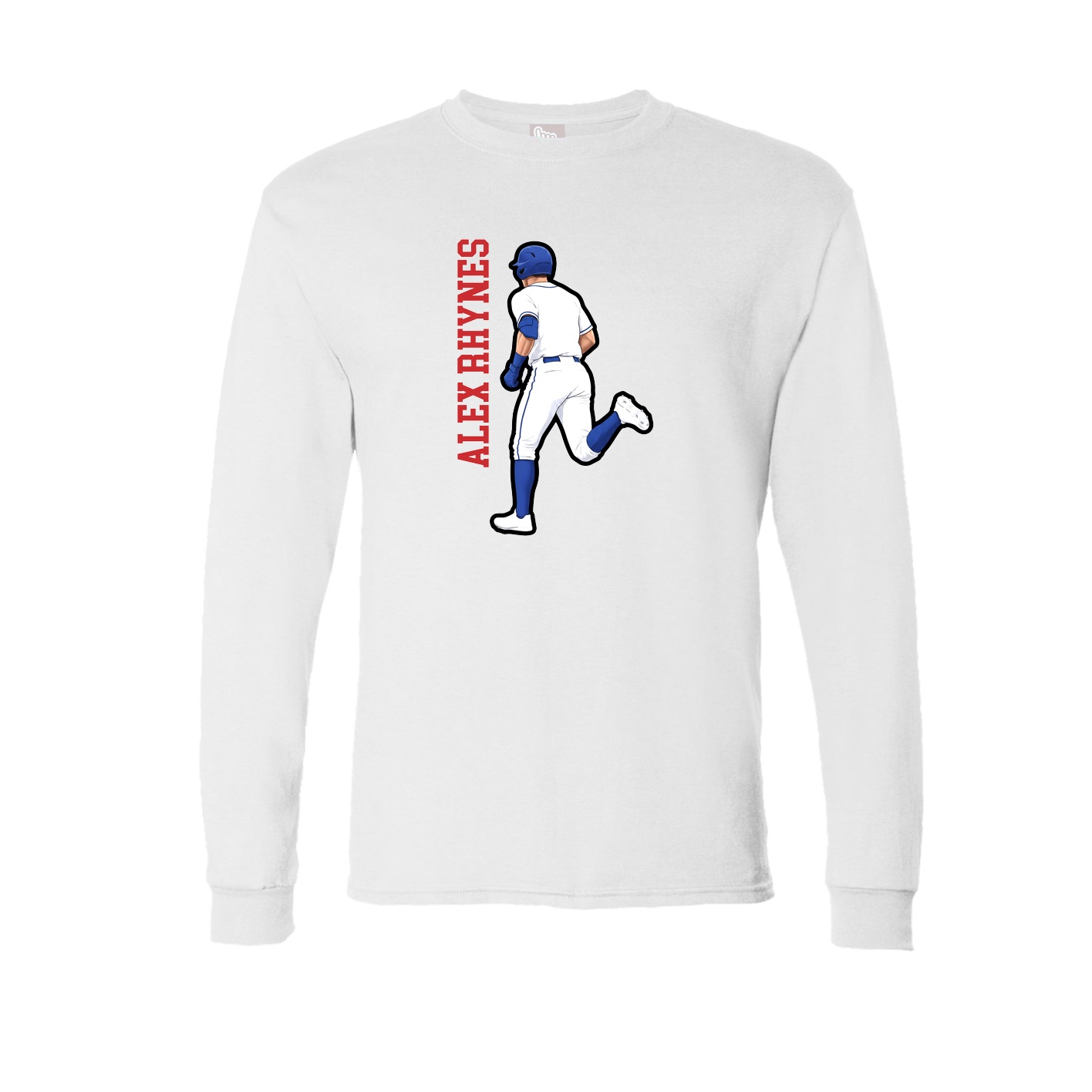 Long Sleeve Tee — Name Vertical in White