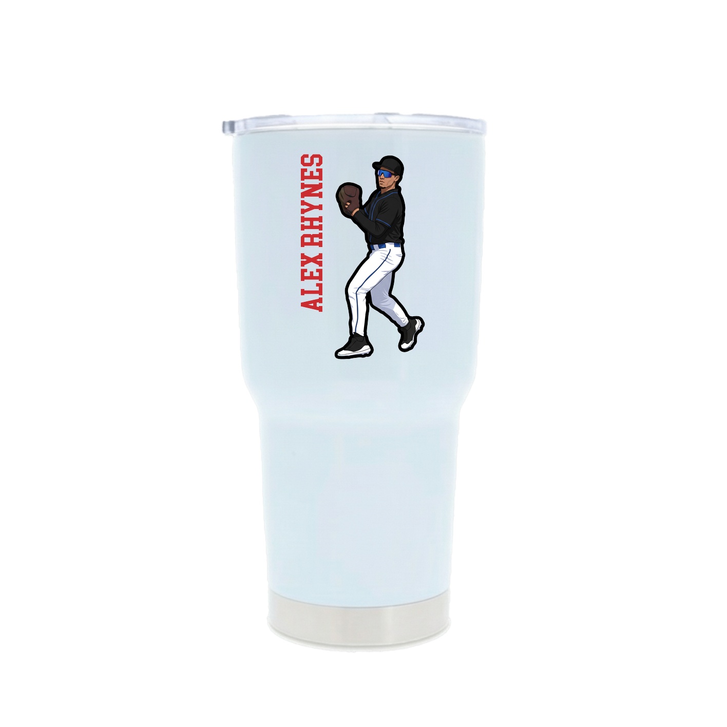 30oz Stainless Steel Tumbler — Name Vertical in White