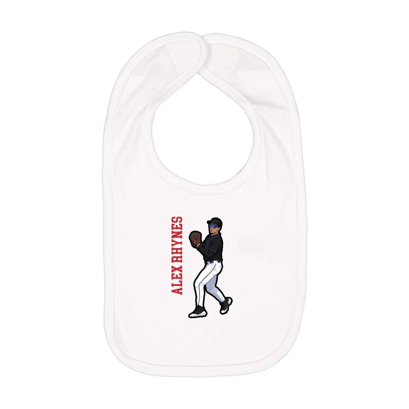 Infant Bib — Name Vertical in White