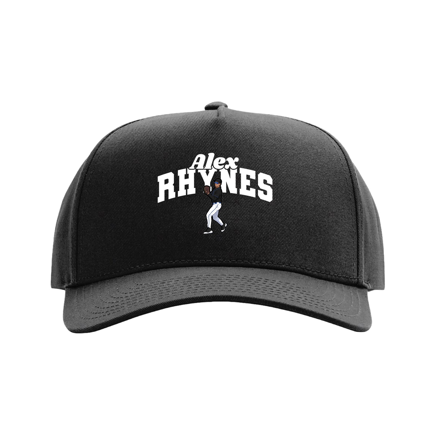 Full Fabric Five-Panel Champ Cap — Signature Arch in Black