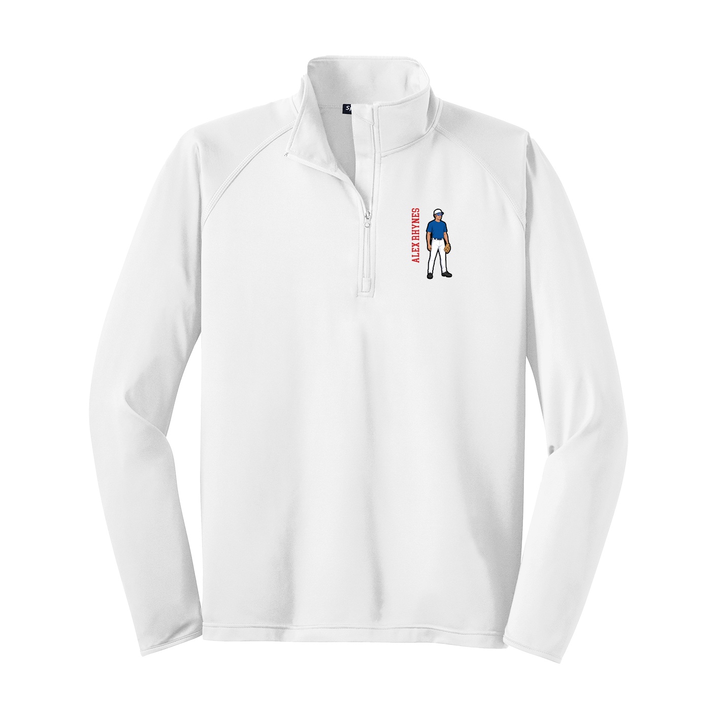 Q-Zip Pullover — Name Vertical in White