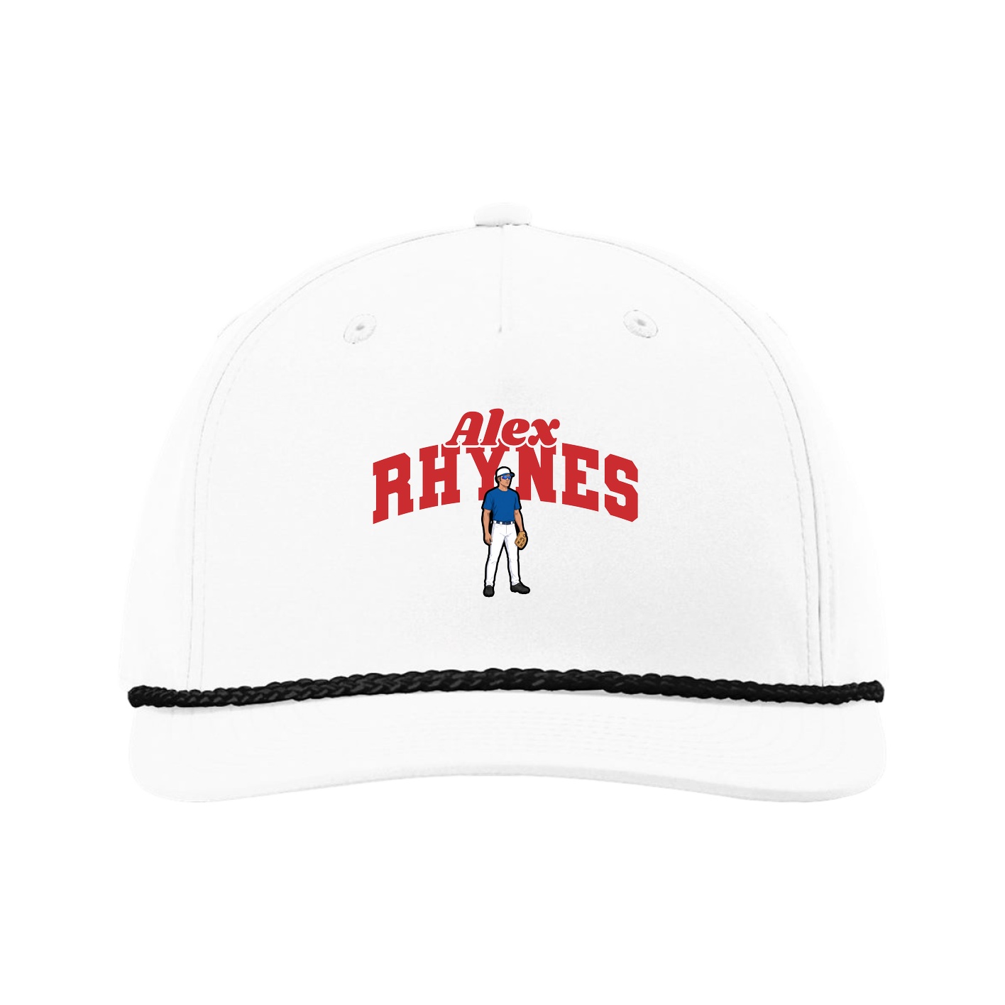 Five-Panel Classic Rope Cap — Signature Arch in White