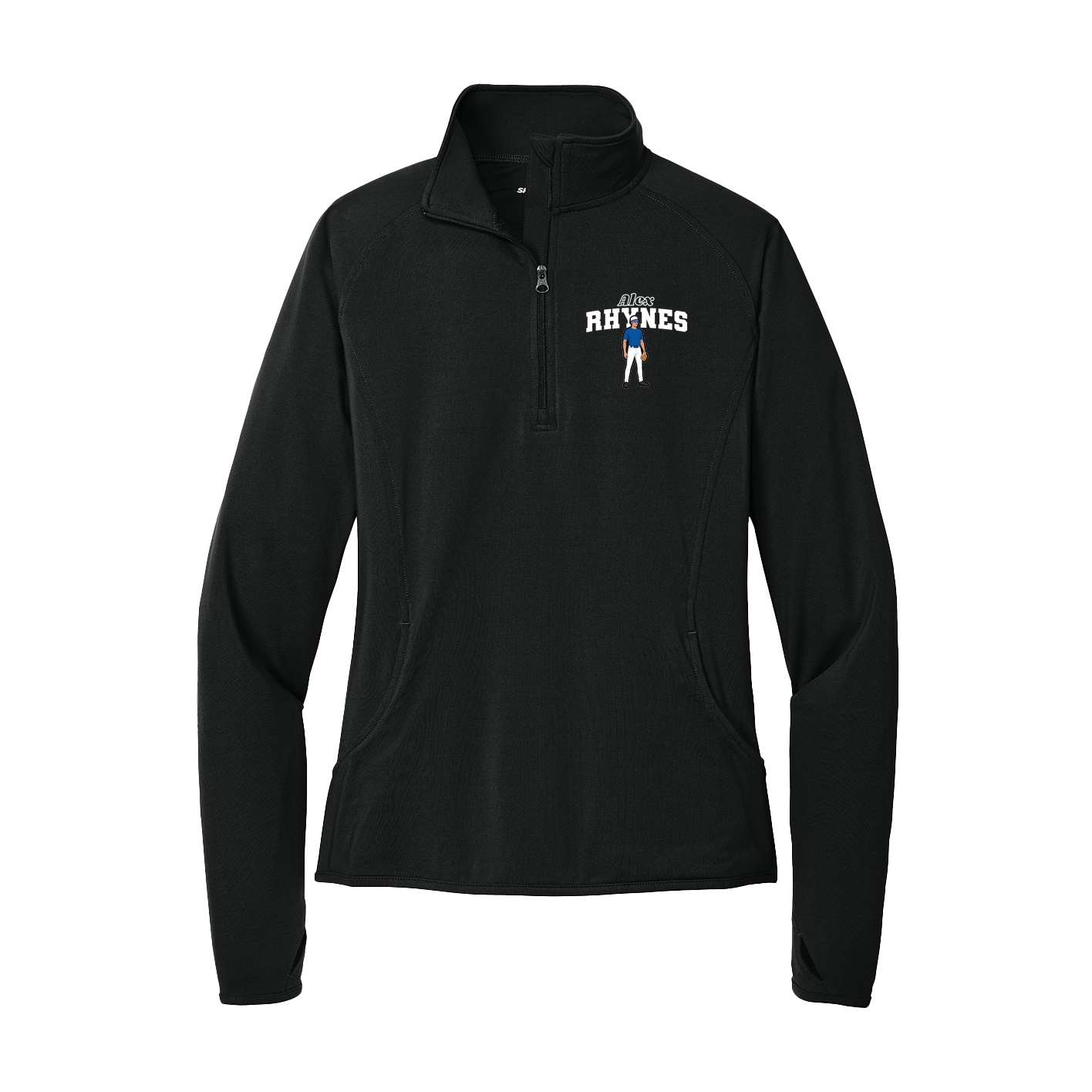 Women's Q-Zip Pullover — Name Arch in Black