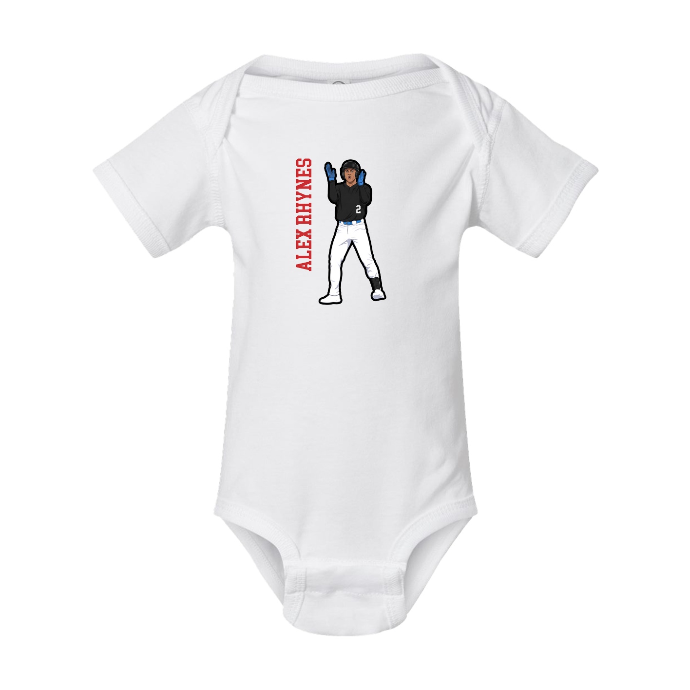 Baby Onesie — Name Vertical in White