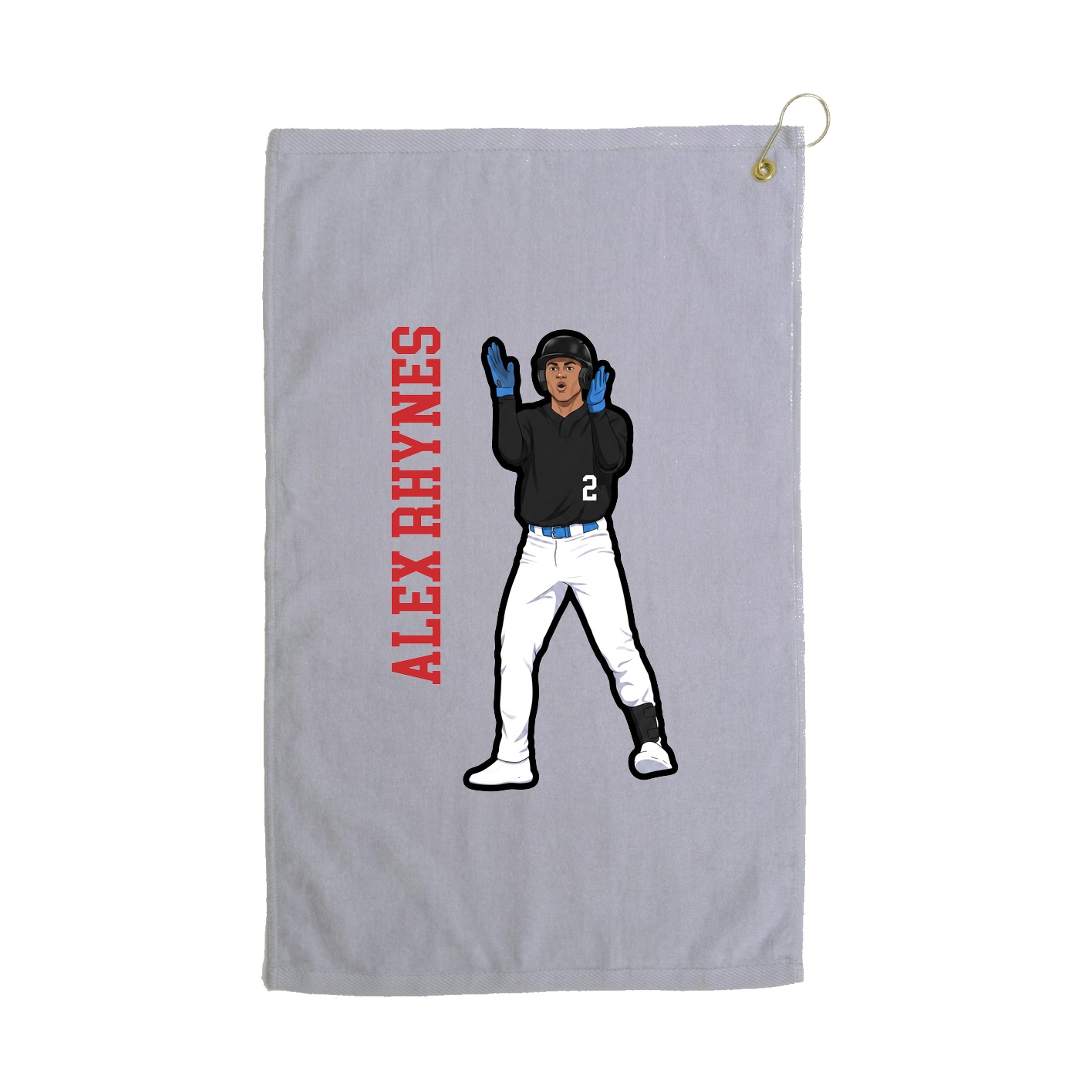 Golf Towel — Name Vertical in Grey