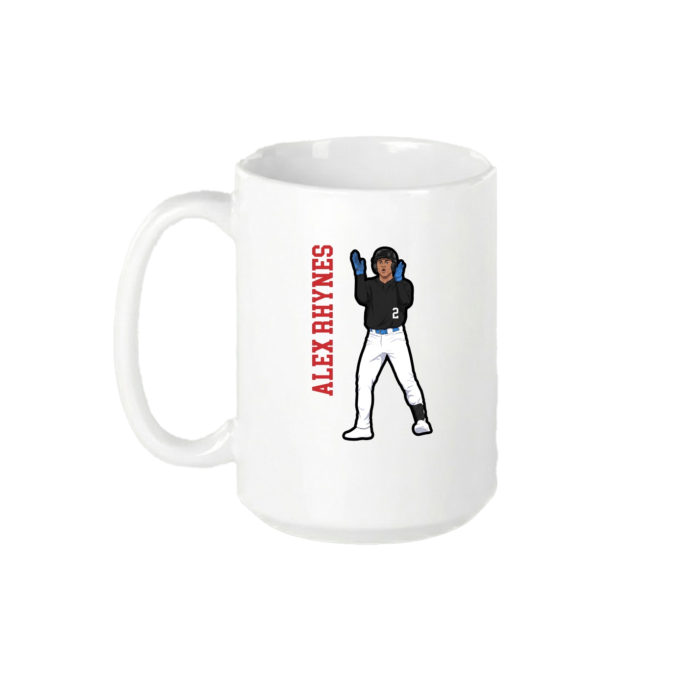 15oz Coffee Mug — Name Vertical in White