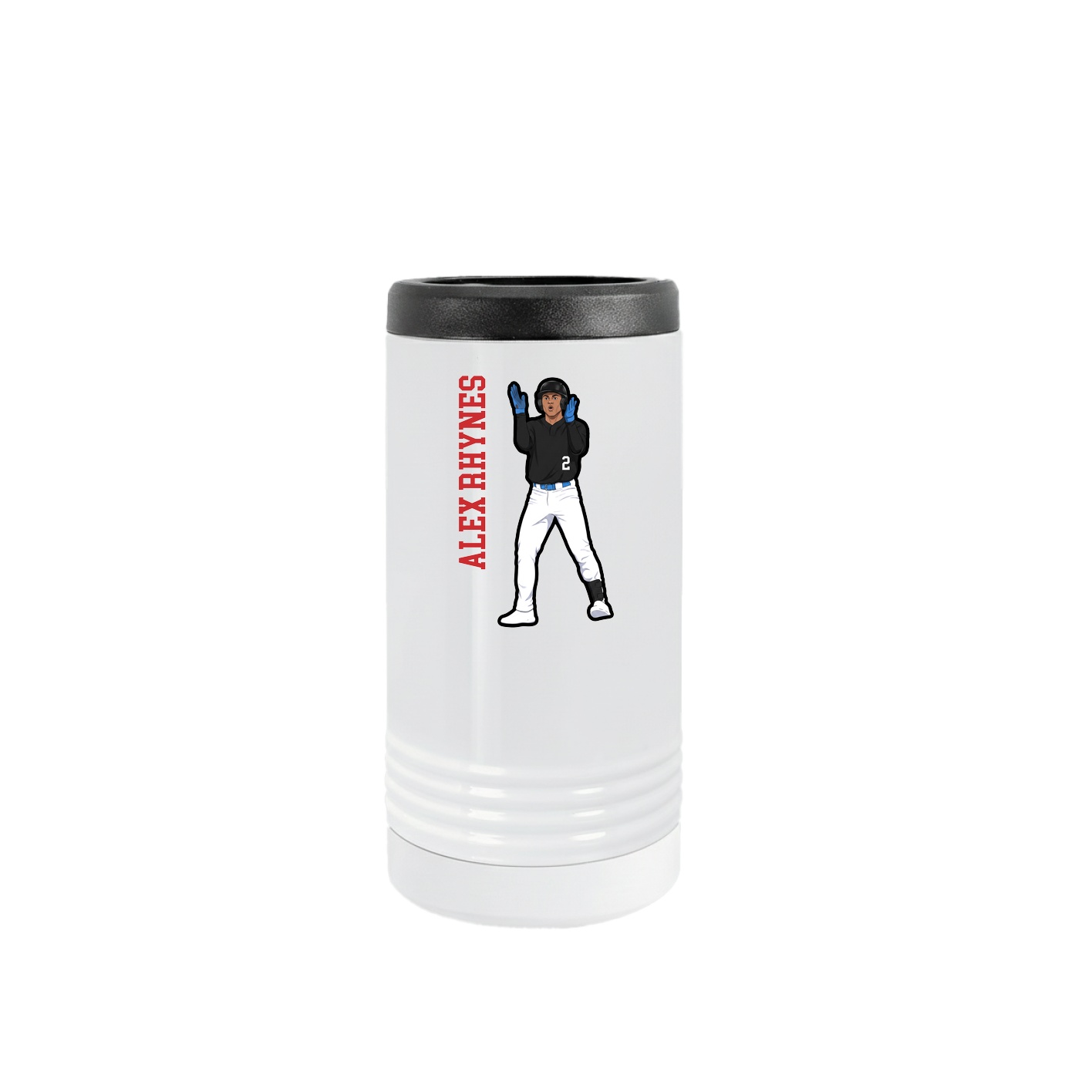 Slim Beverage Holder — Name Vertical in White