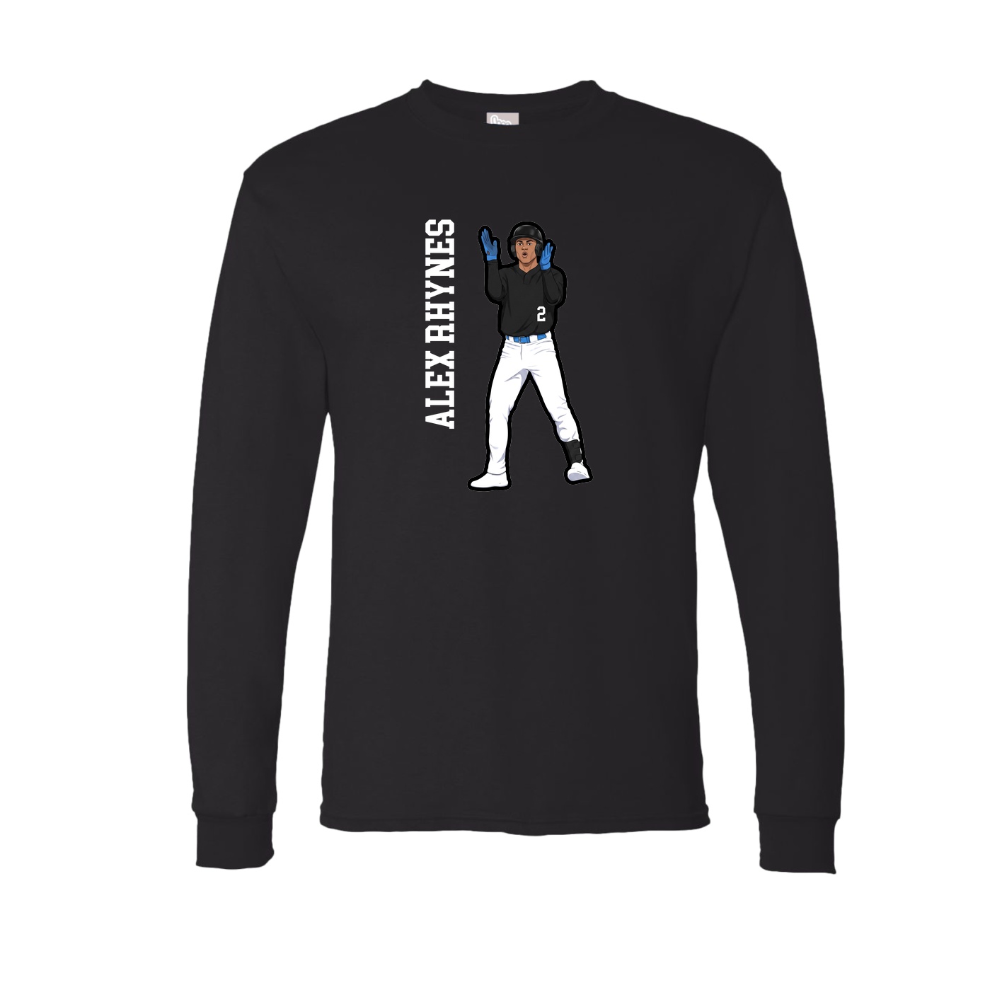 Long Sleeve Tee — Name Vertical in Black