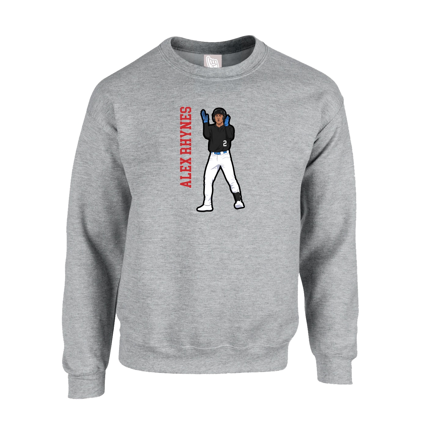 Fleece Crew — Name Vertical in Grey