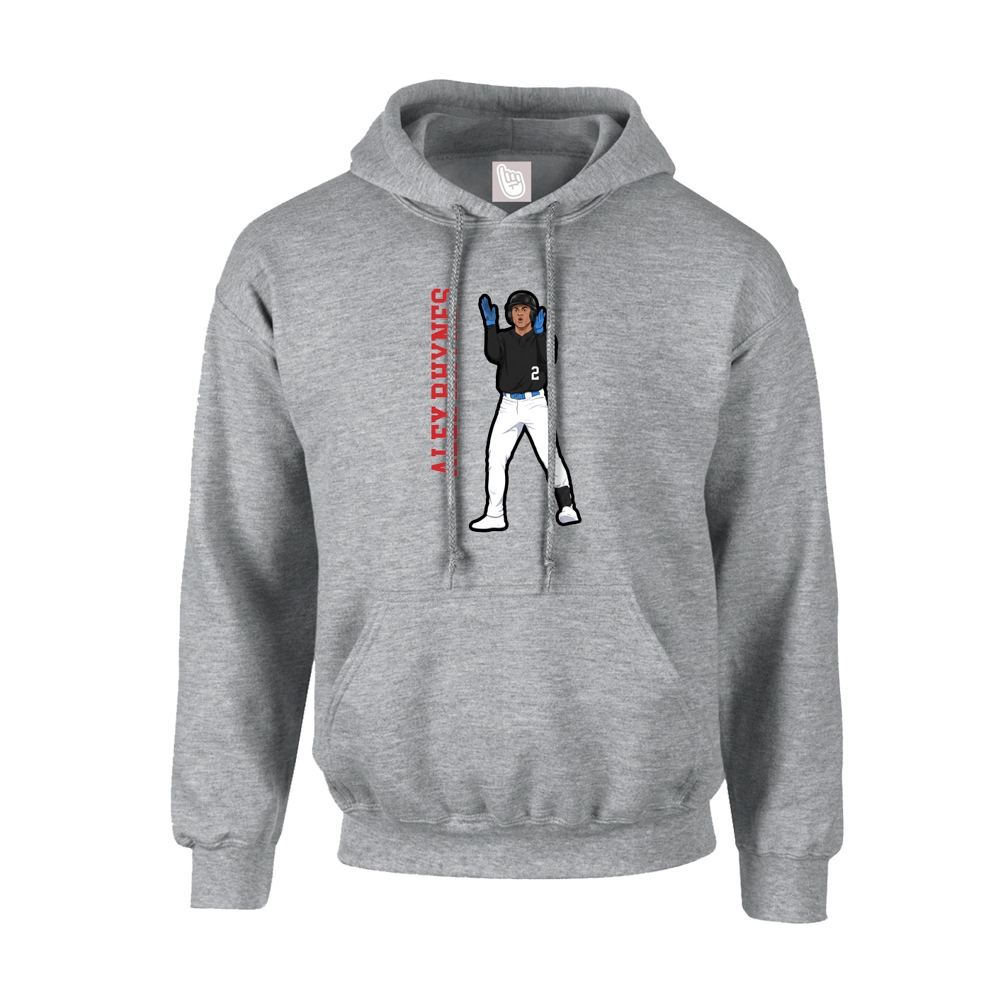 Youth Hoodie — Name Vertical in Grey