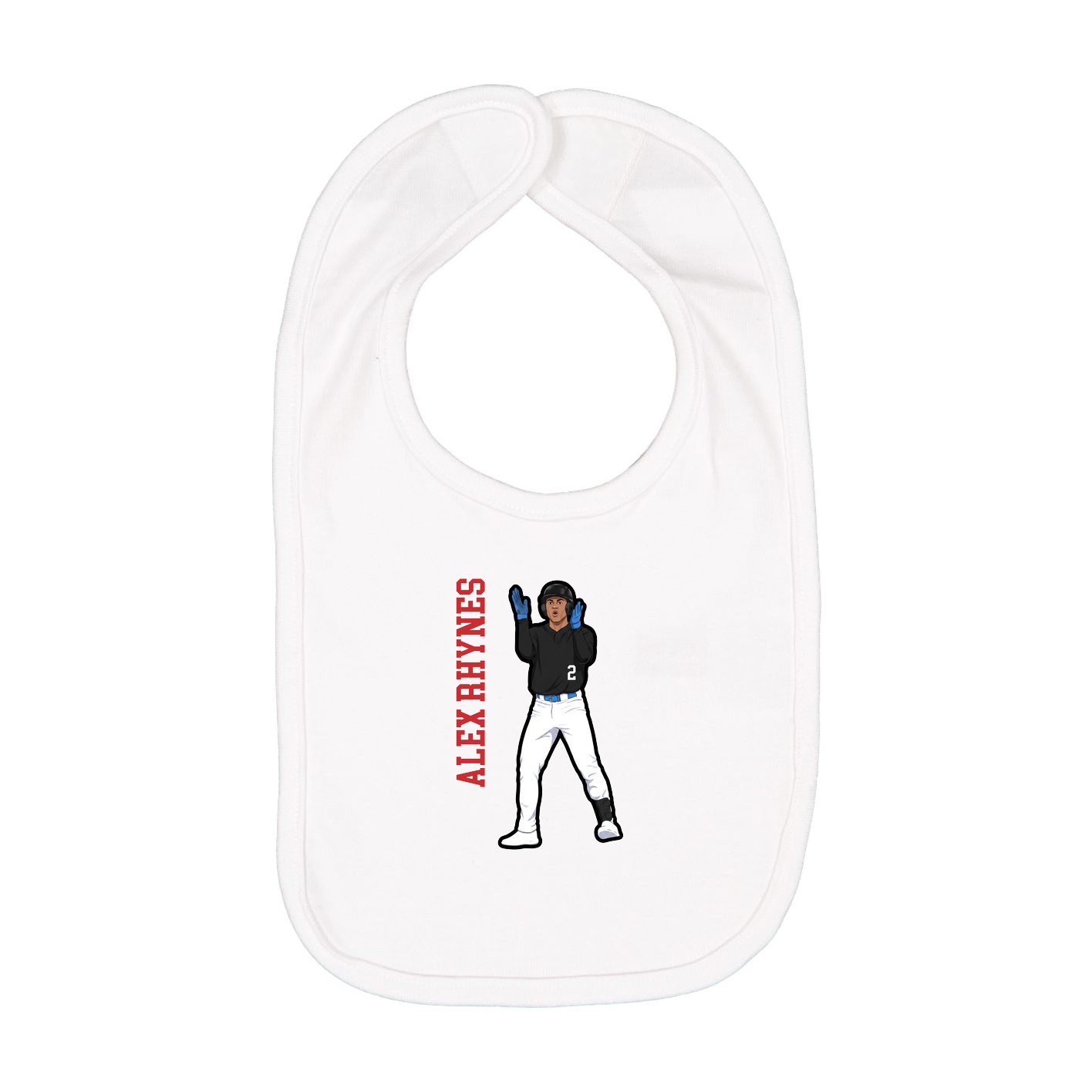 Infant Bib — Name Vertical in White