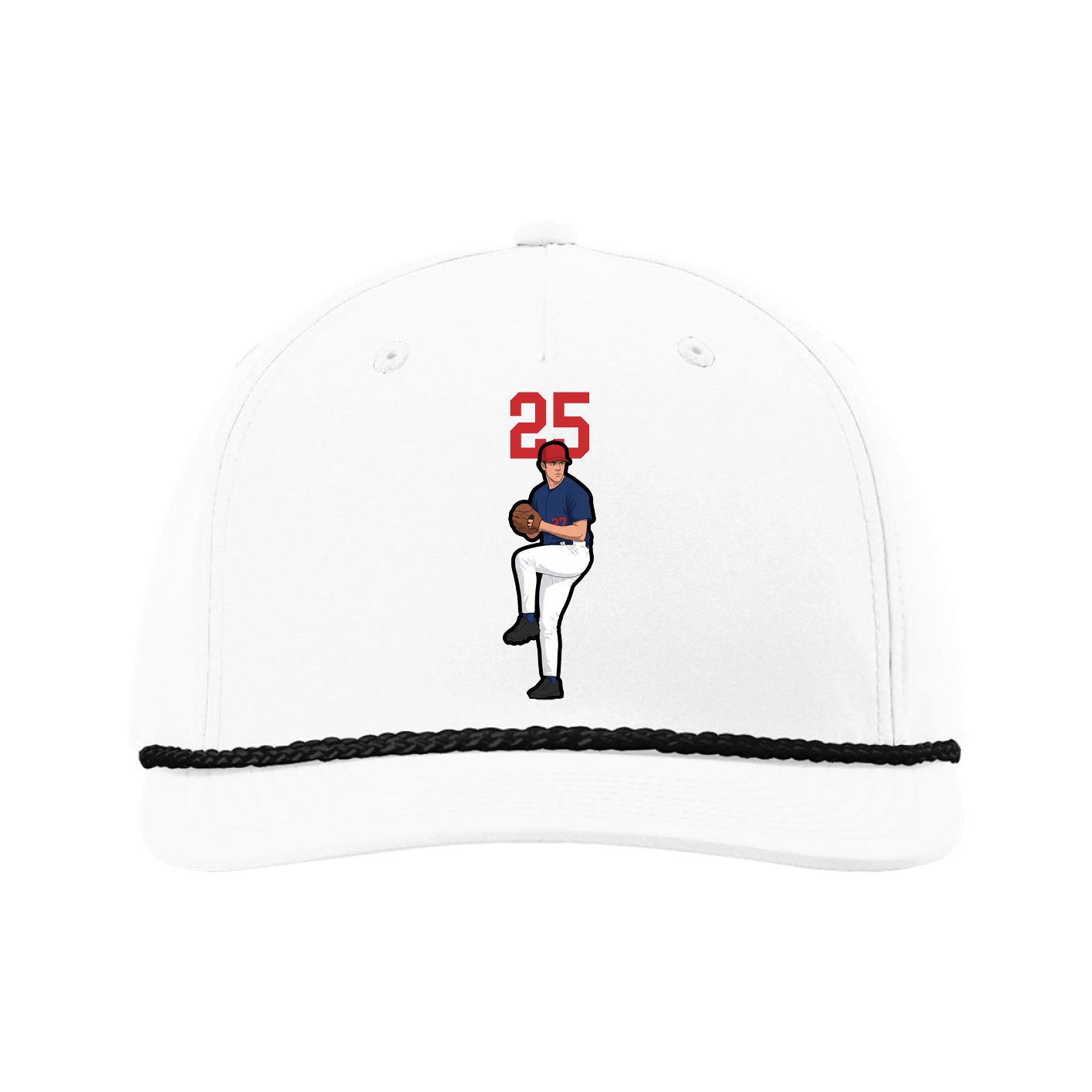 Five-Panel Classic Rope Cap — Number Top in White