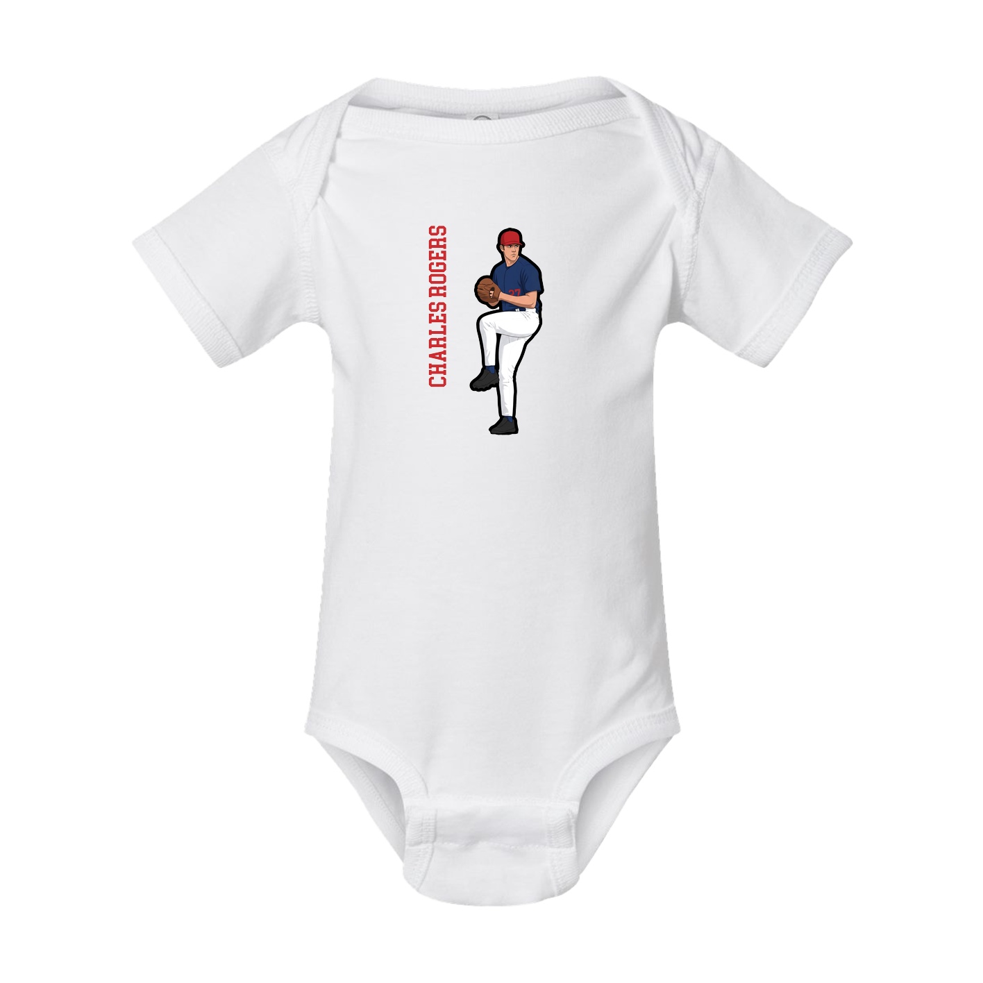 Baby Onesie — Name Vertical in White