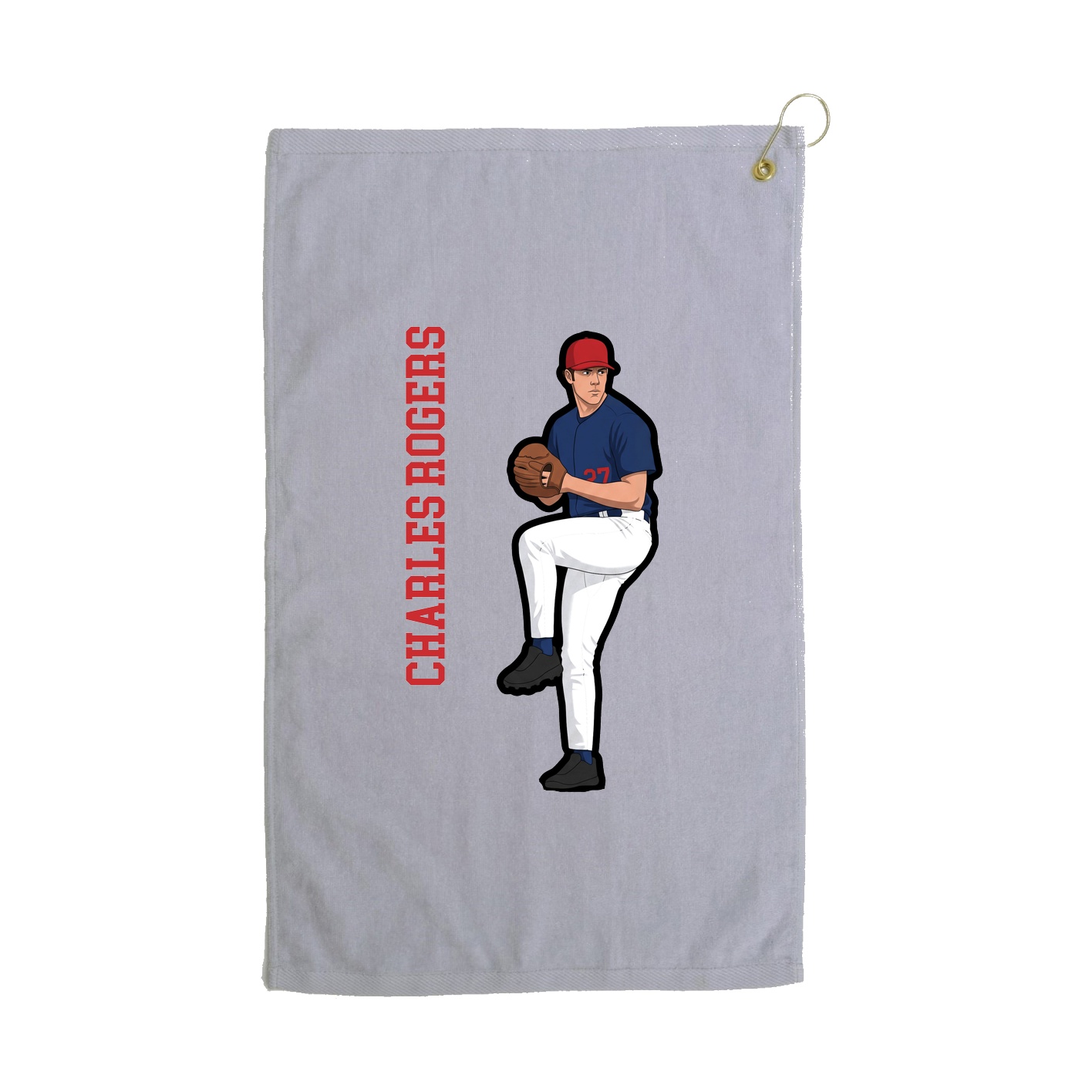 Golf Towel — Name Vertical in Grey