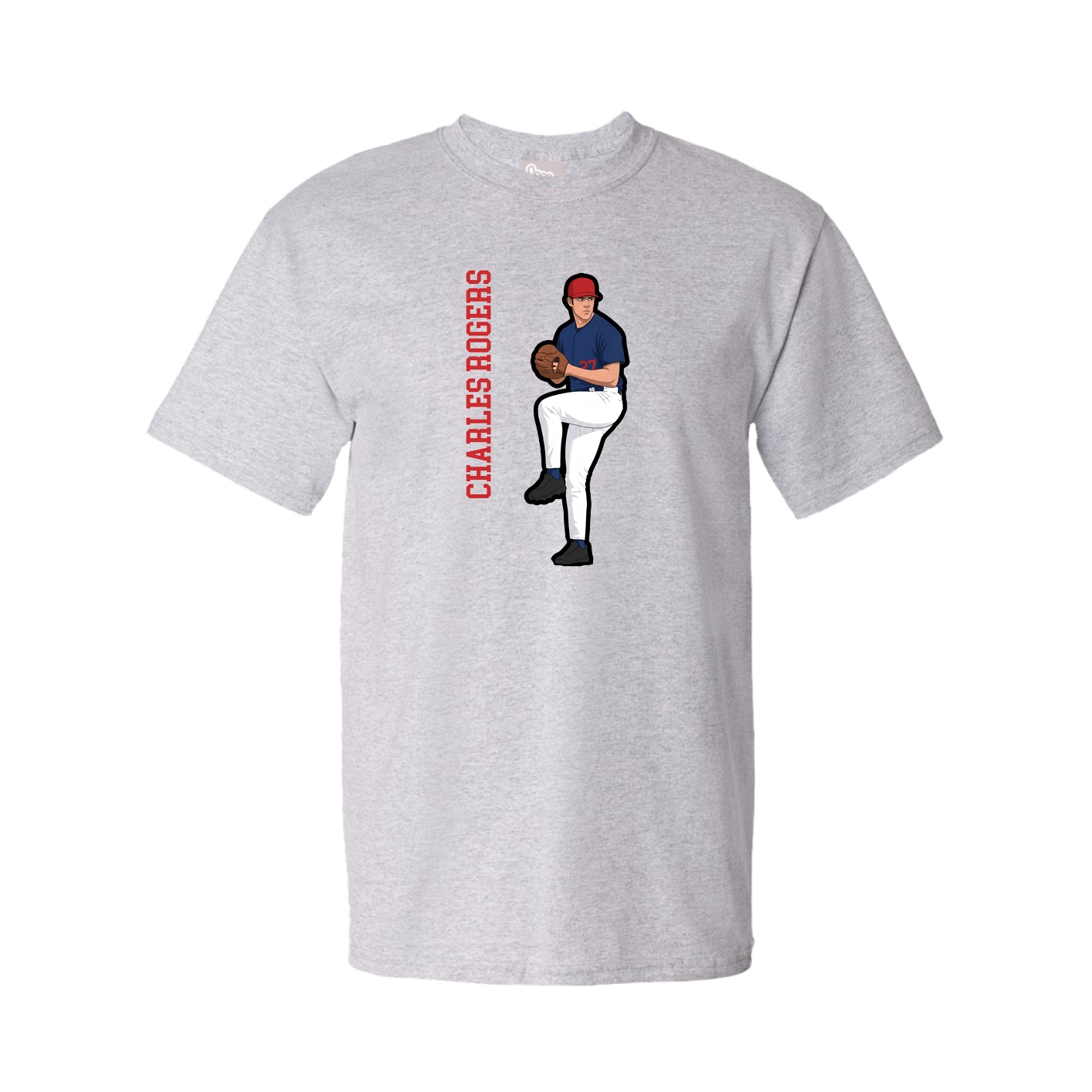 Youth Tee — Name Vertical in Grey