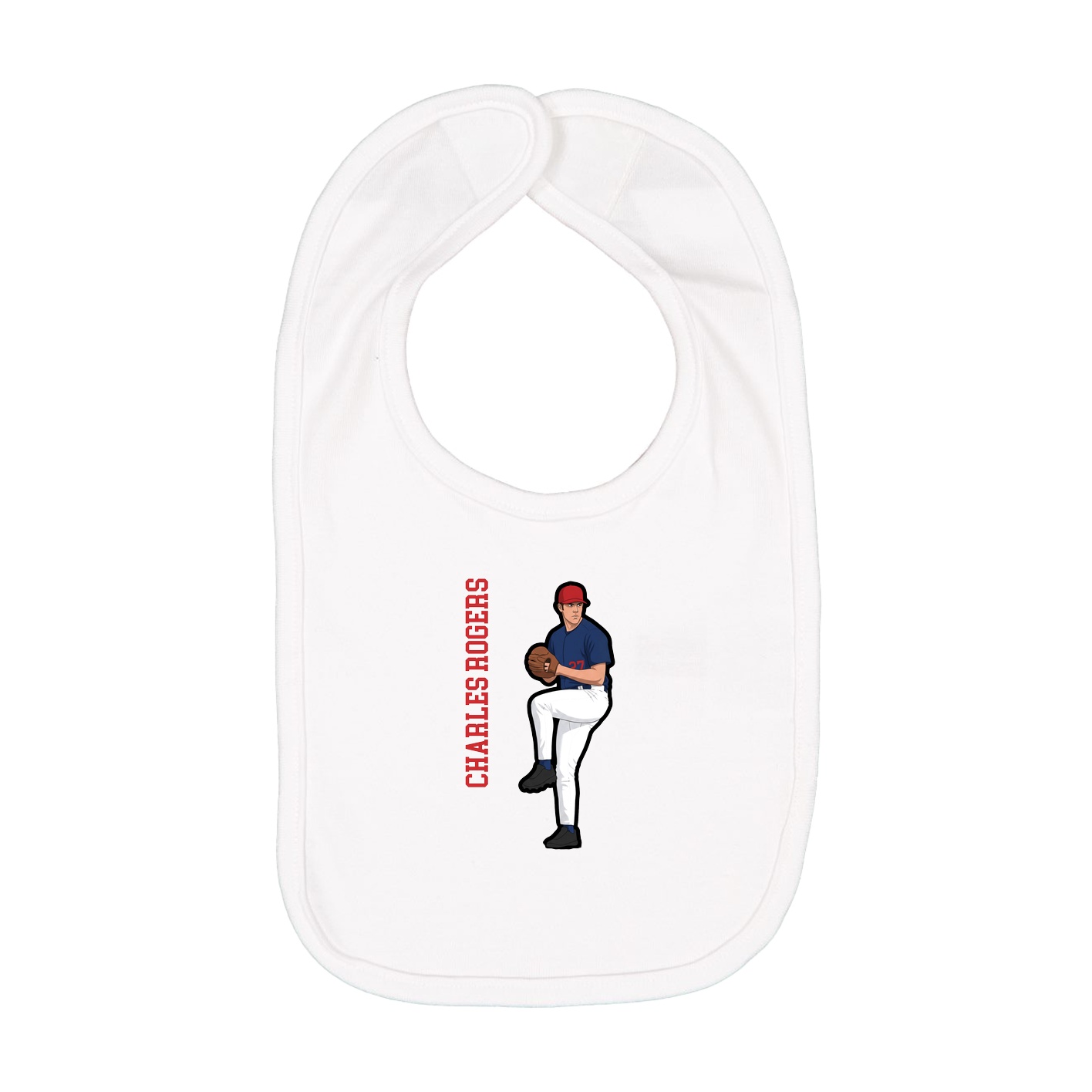 Infant Bib — Name Vertical in White